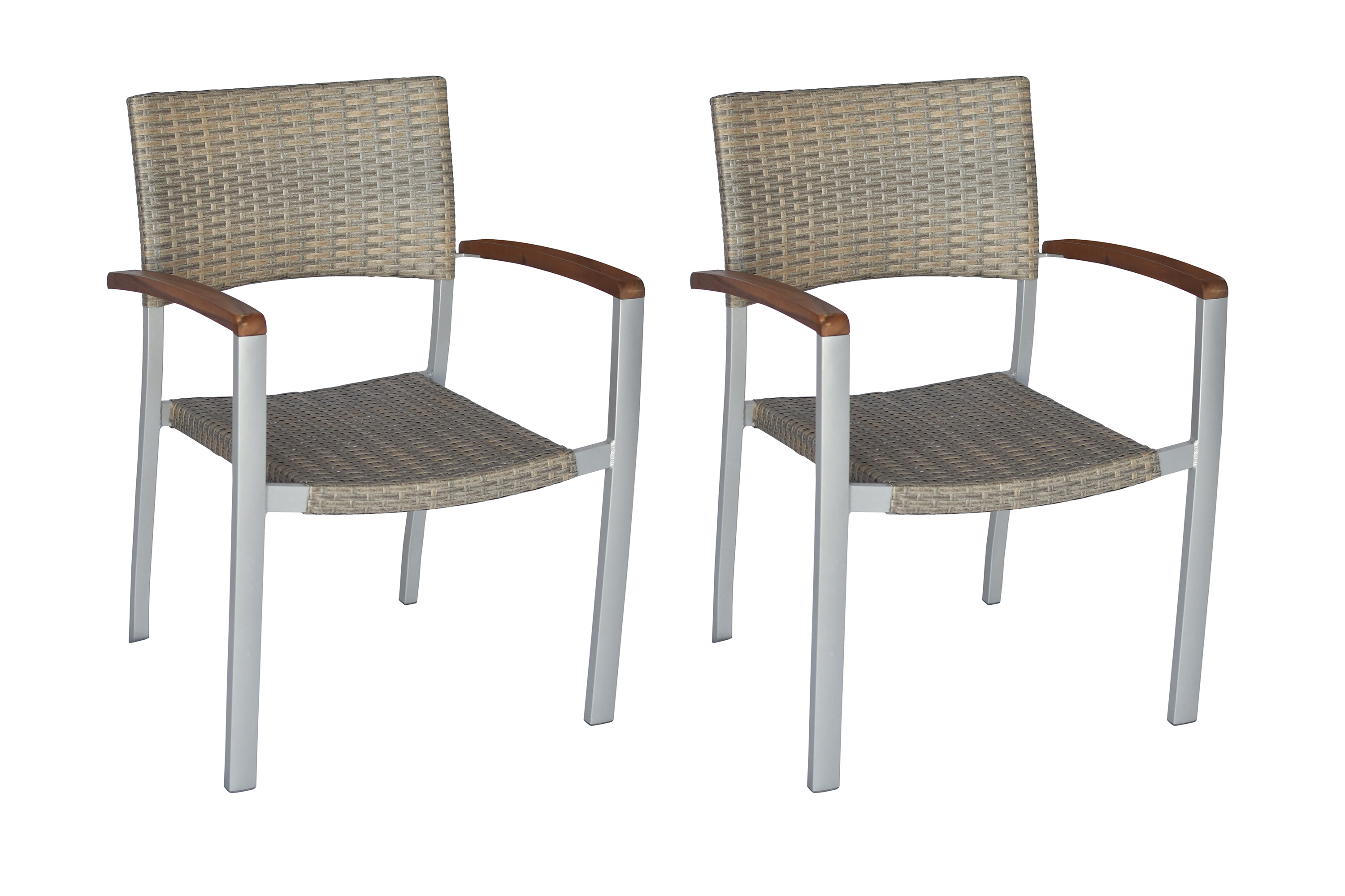 Silano Gartensessel, stapelbar, 2er Set, Aluminium/Kunststoffgeflecht/Akazie Silano Gartensessel, stapelbar, 2er Set, Aluminium/Kunststoffgeflecht/Akazie