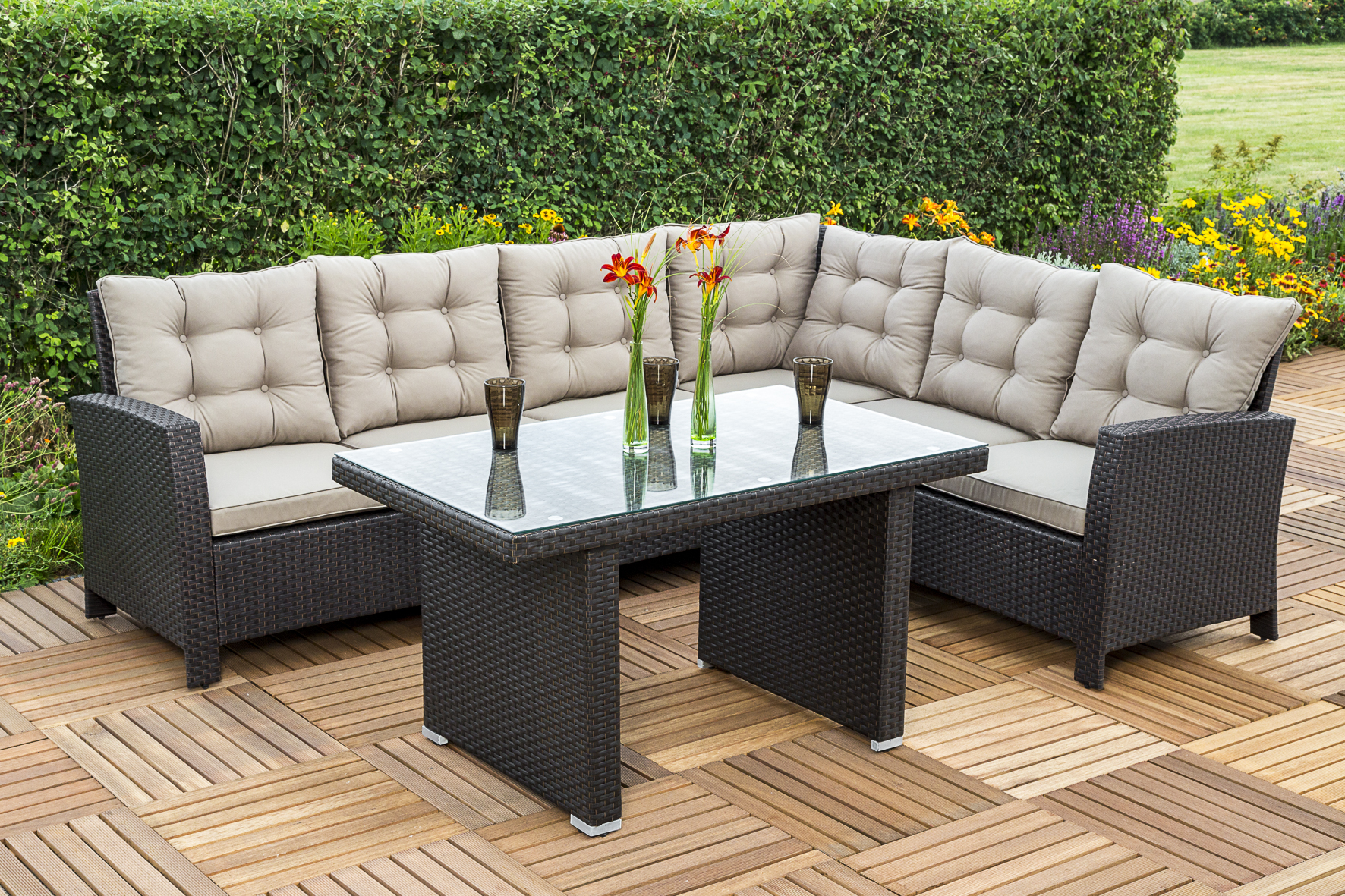 Santana Garteneckset inkl. Tisch, braun