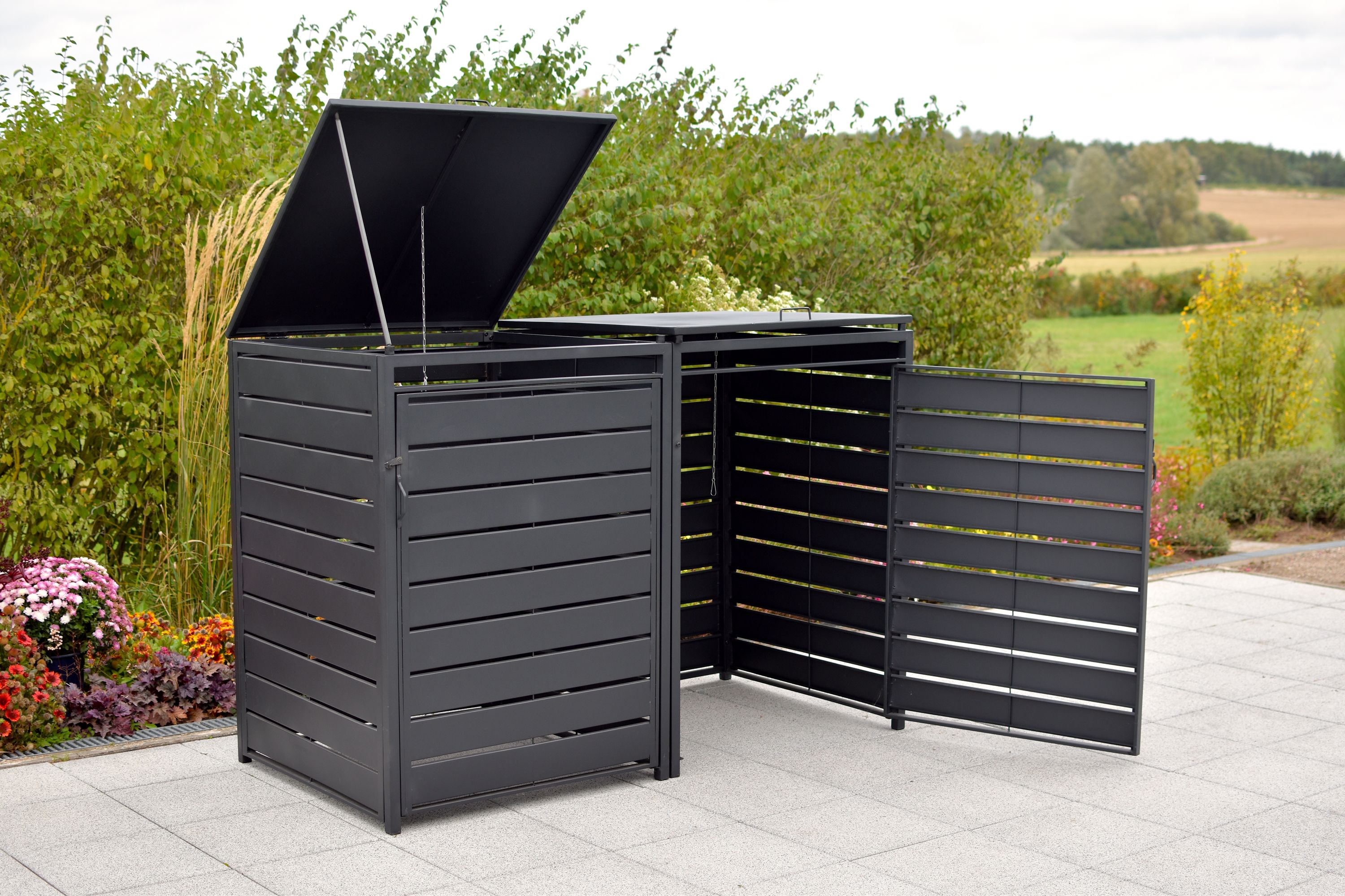 Mülltonnenabdeckung 2er Set, 240 Litern, Aluminium/Stahl