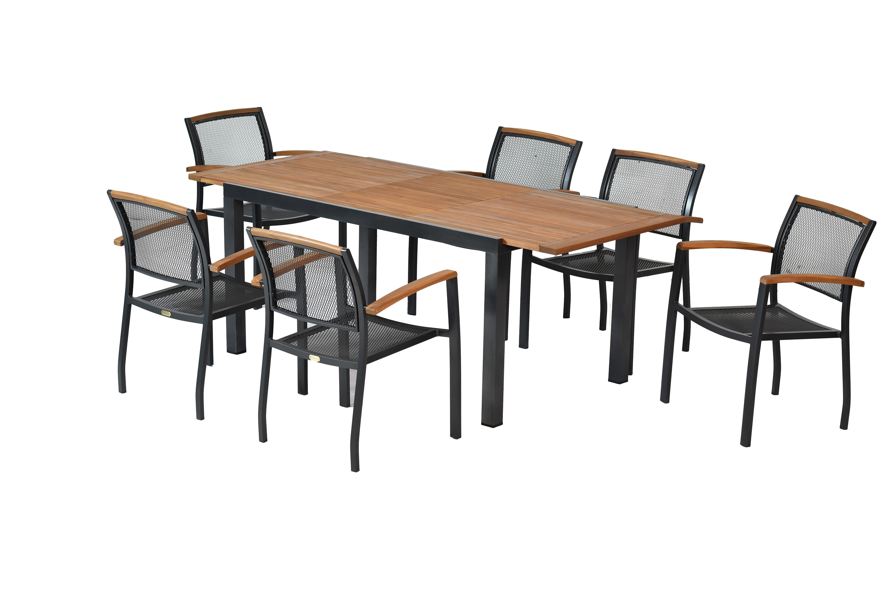 Tilos Gartenmöbel Set 7tlg., Stapelsessel & Ausziehtisch Tilos Gartenmöbel Set 7tlg., Stapelsessel & Ausziehtisch