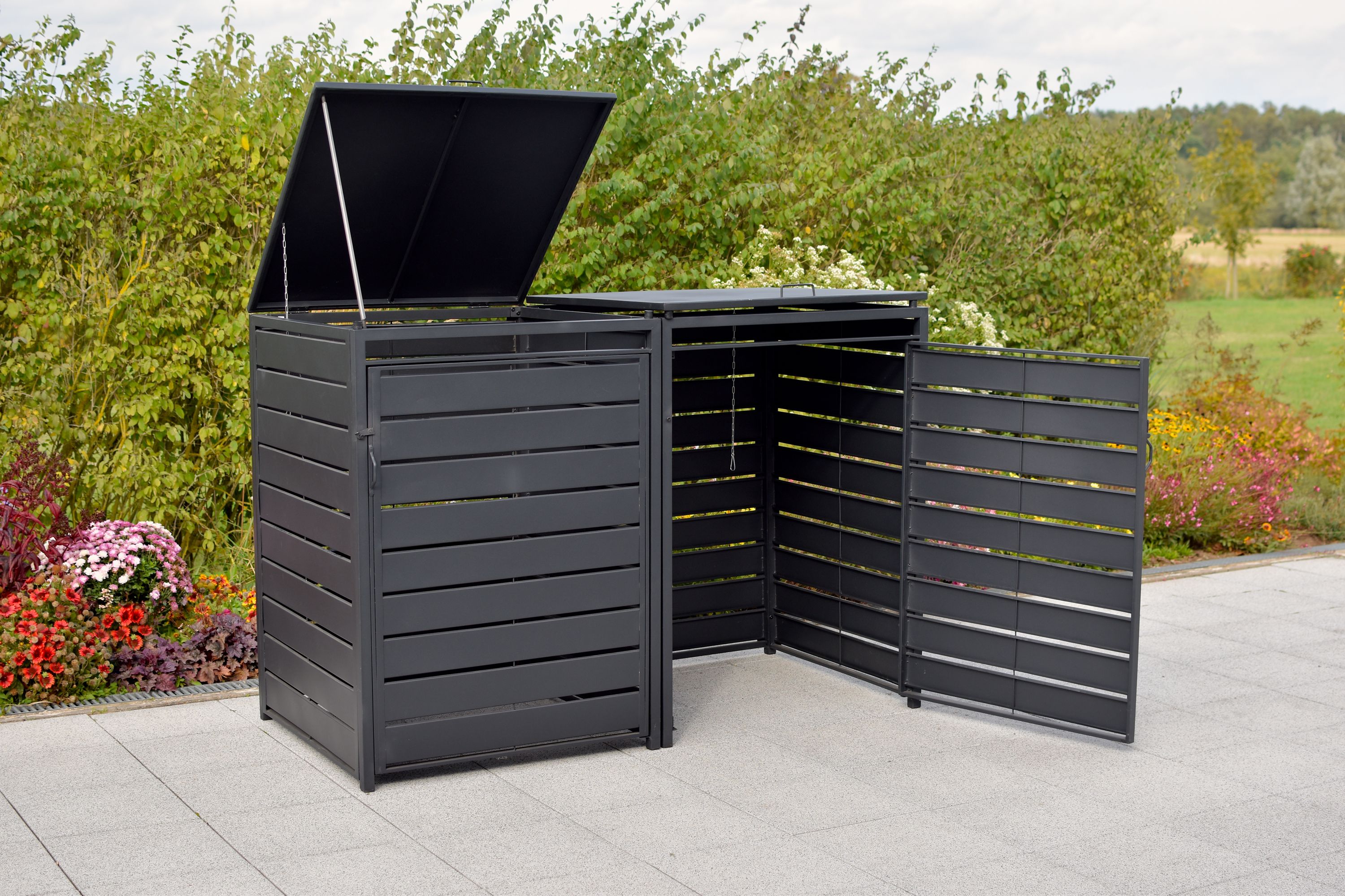 Mülltonnenabdeckung 2er Set, 240 Litern, Aluminium/Stahl