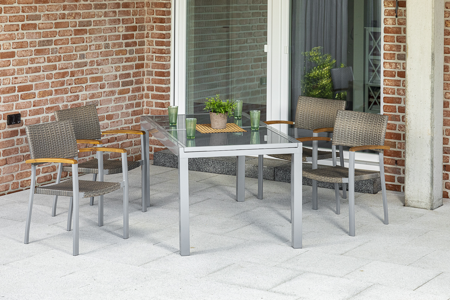 50385-258-1 Silano Gartenmöbel Set 5tlg., Ausziehtisch