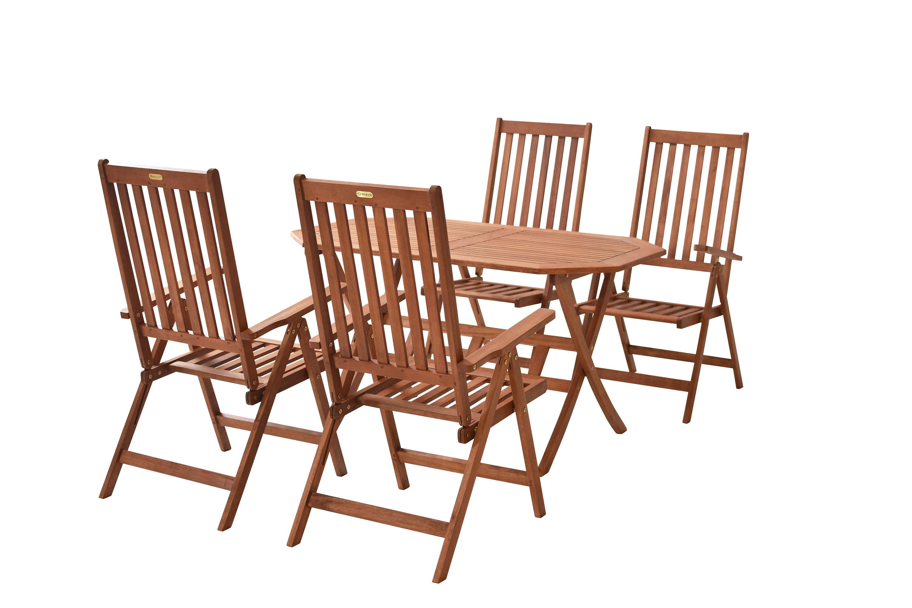 Vitoria Gartenmöbel Set 5tlg., 4 Klappsessel, Klapptisch 135 x 85 cm