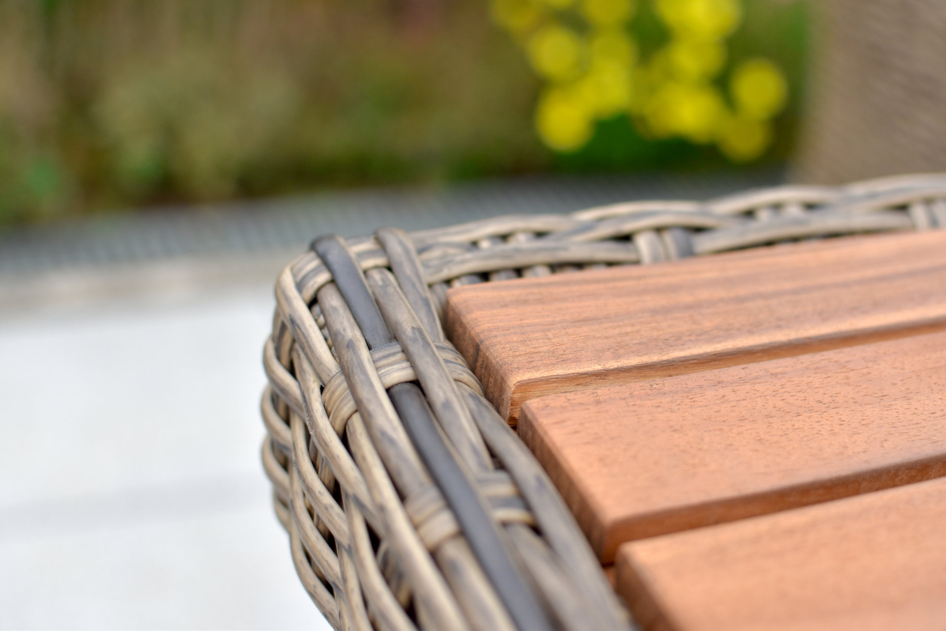 Toskana Gartenmöbel Set 7tlg., Geflechttisch, natur