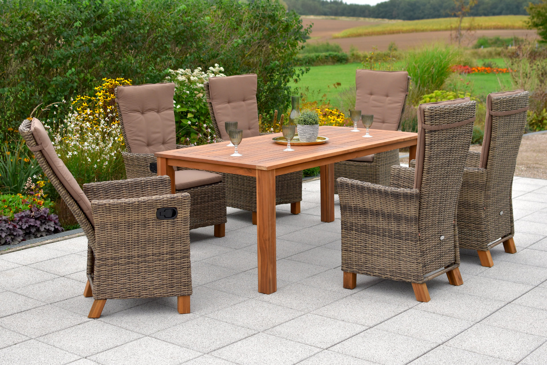 Toskana Set 7tlg., Gasdruck, 185 x 90 cm, natur