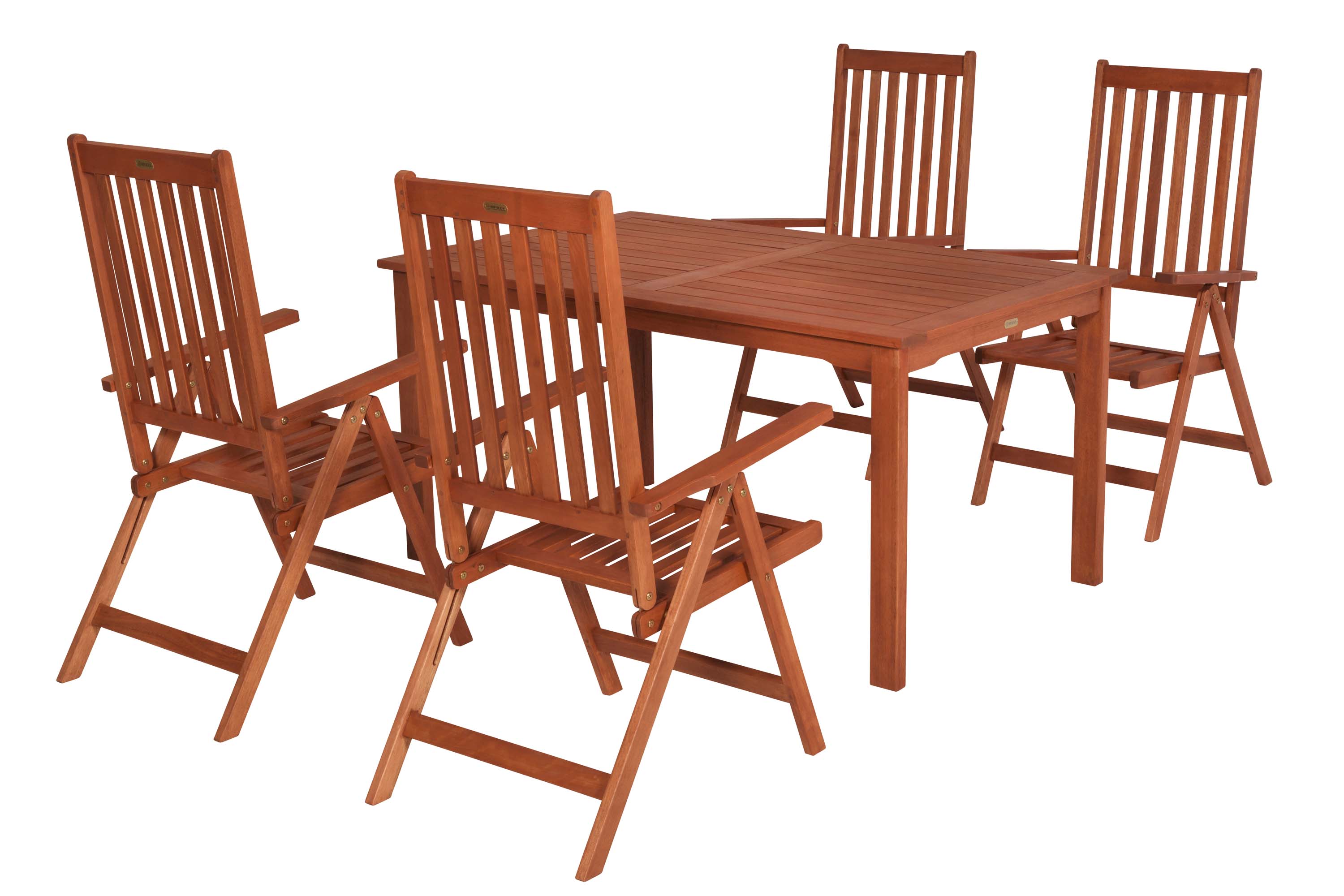 Vitoria Gartenmöbel Set 5tlg., 4 Klappsessel, Tisch 150 x 90 cm