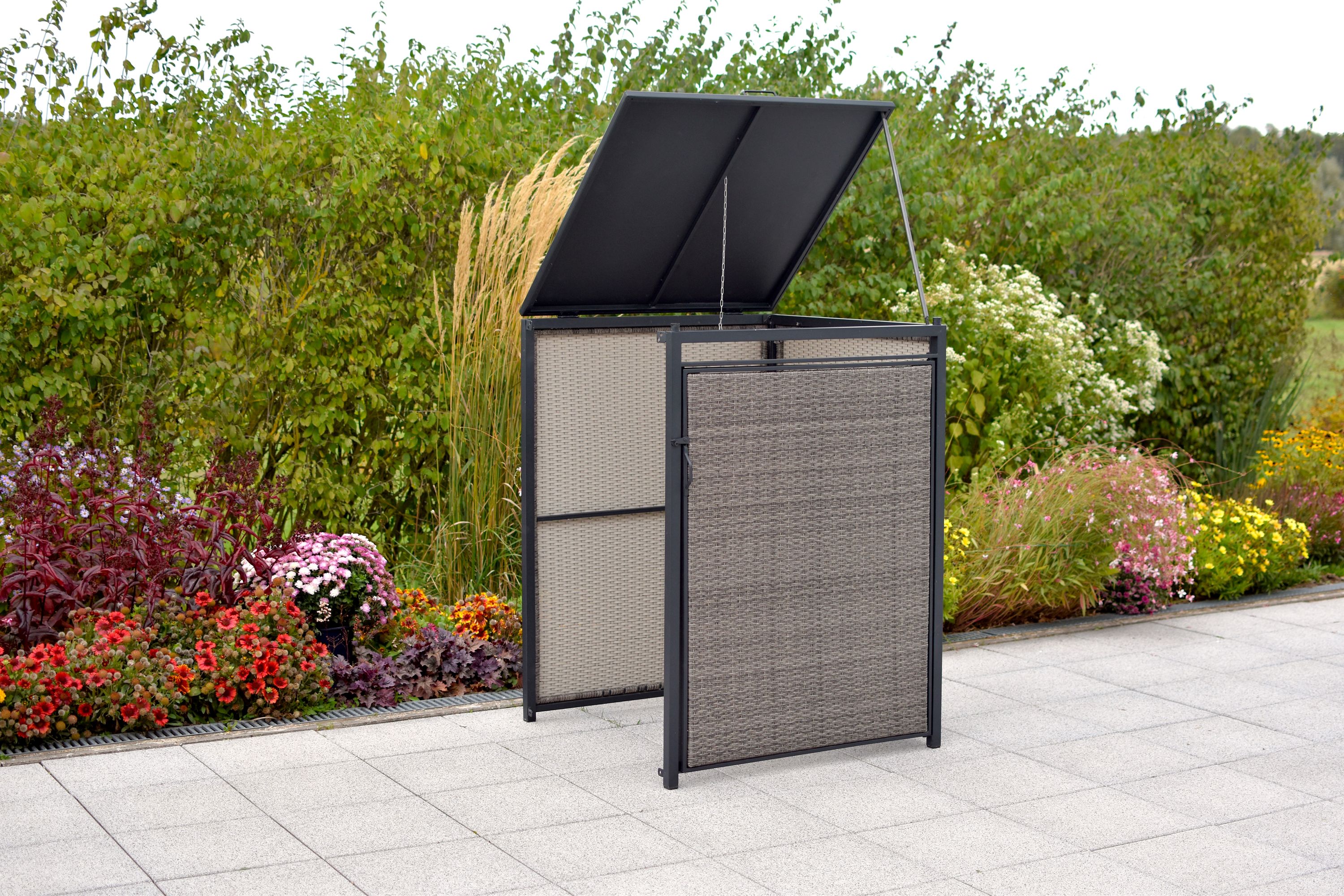 Mülltonnenabdeckung Erweiterung, 240 Litern, Aluminium/Kunststoffgeflecht