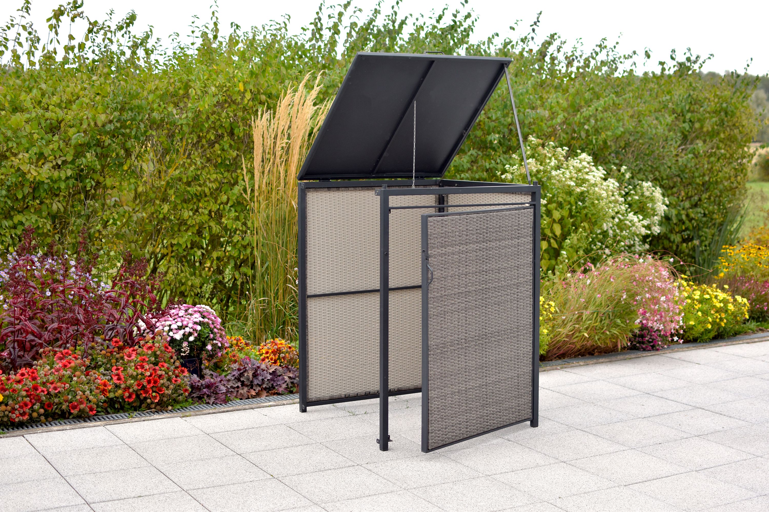 Mülltonnenabdeckung Erweiterung, 240 Litern, Aluminium/Kunststoffgeflecht