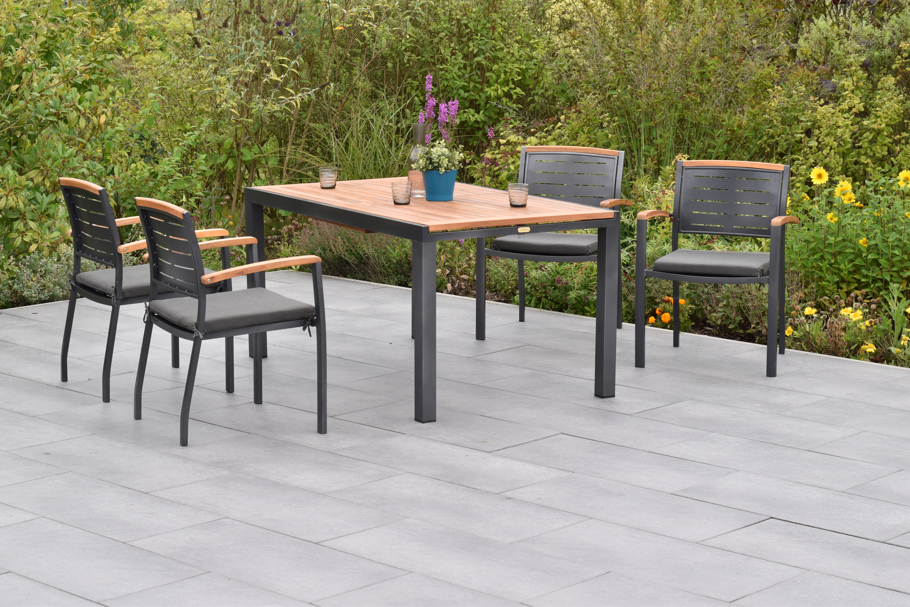 50813-800-1 Tinos Set 9tlg., Stapelsessel & Ausziehtisch