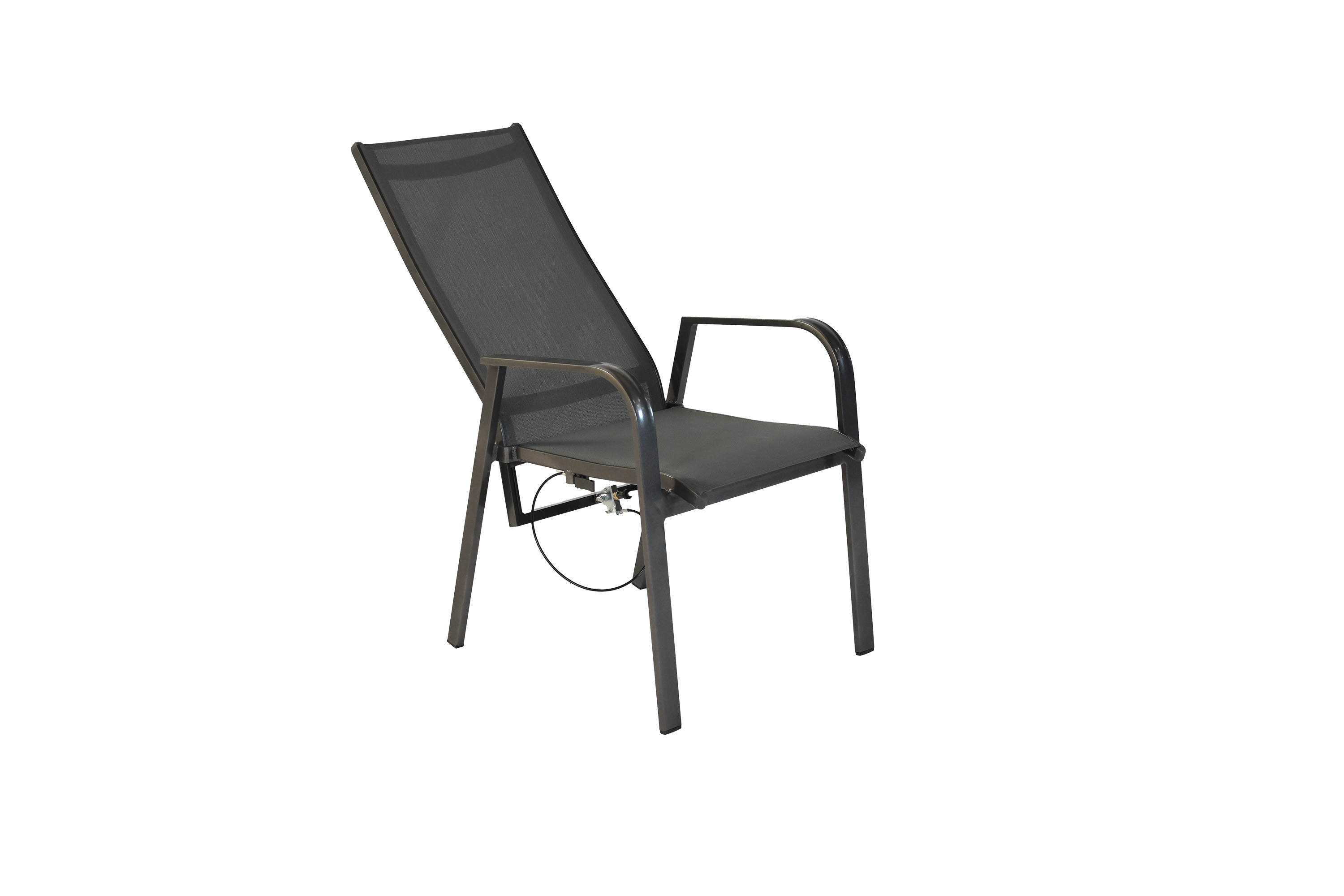 Alassio Gartenmöbel Set 3tlg., 2 Sessel verstellbar durch Gasdruck, Balkonausziehtisch 80 (120) x 70 cm, Aluminium/Textil