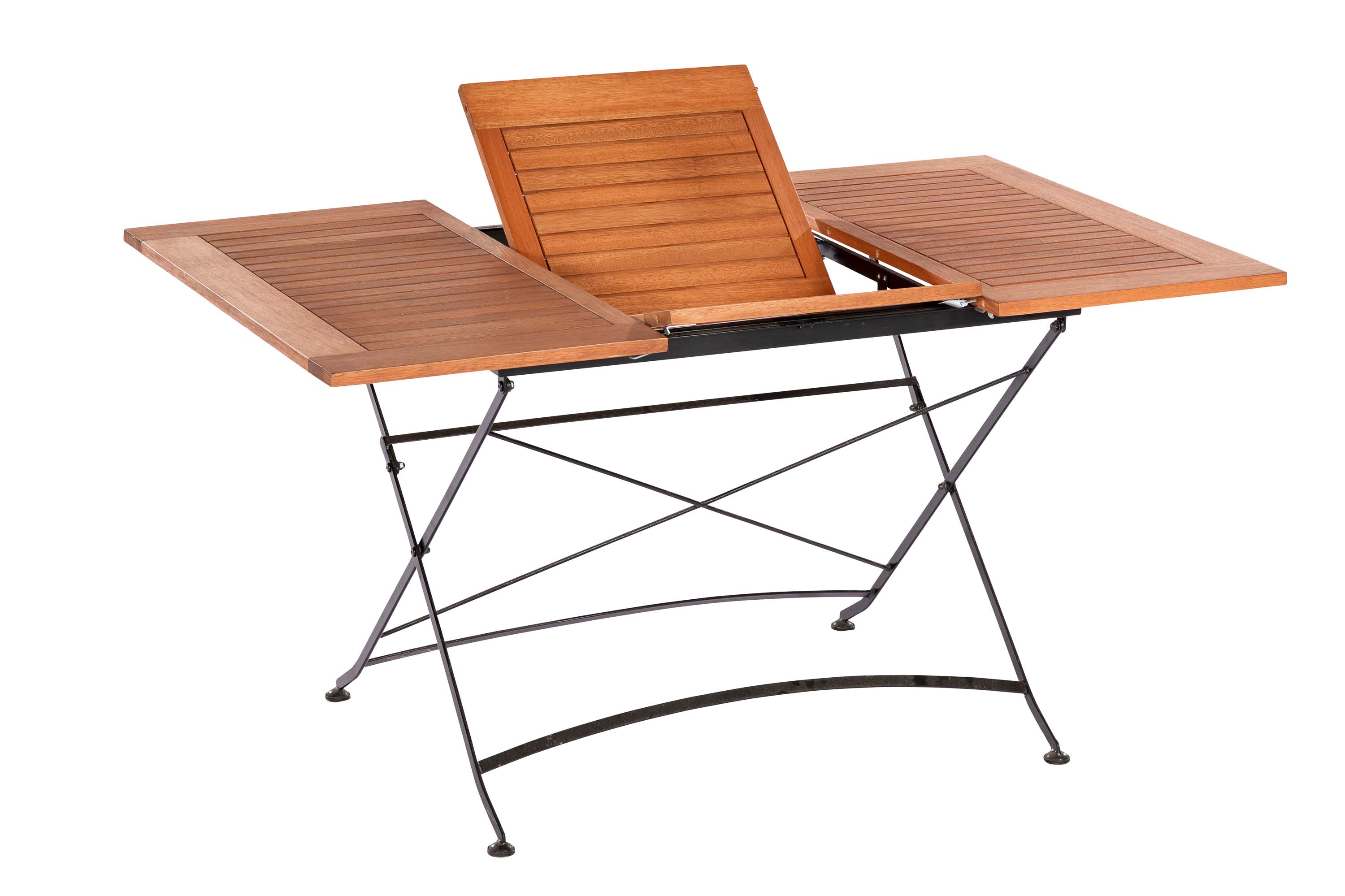 Schlossgarten Gartenmöbel Set 4tlg., 2 Sessel, zweisitzige Bank, Klappausziehtisch, Flachstahl/Eukalyptus