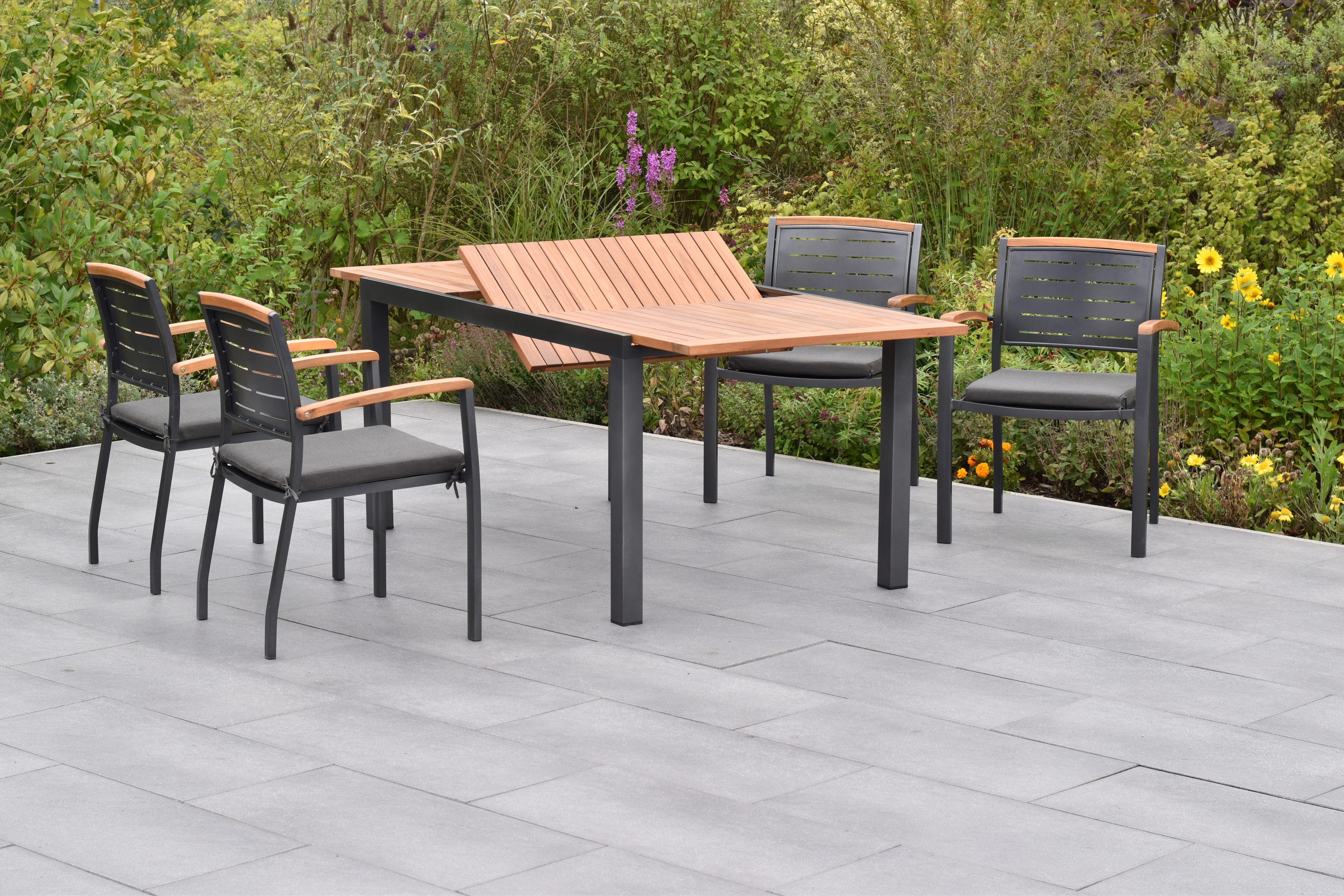 50813-800-2 Tinos Set 9tlg., Stapelsessel & Ausziehtisch