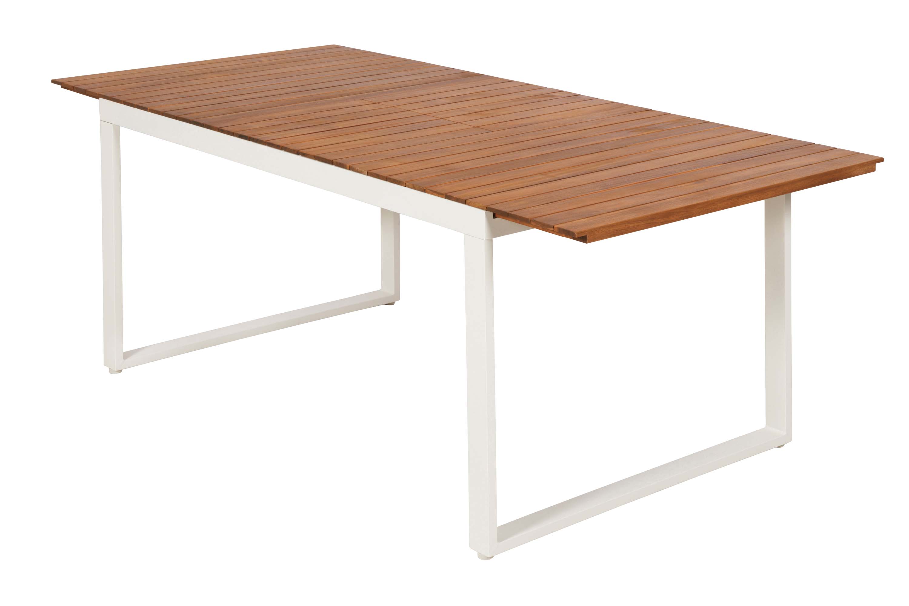 Naxos Gartenmöbel Set 7tlg., 6 Stapelsessel, Ausziehtisch 150 (200) x 90 cm, weiß