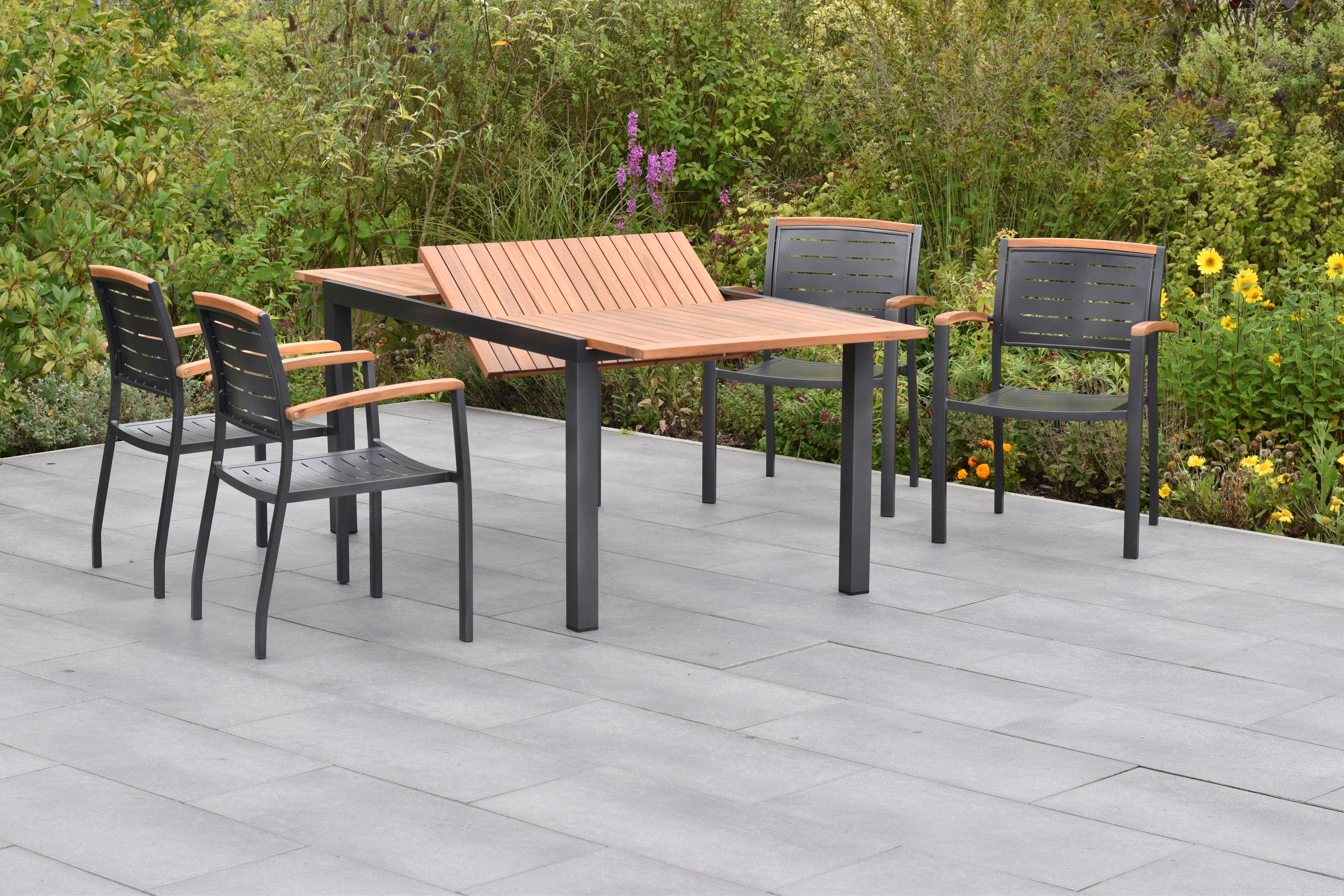 50813-217-2 Tinos Set 9tlg., Stapelsessel & Ausziehtisch