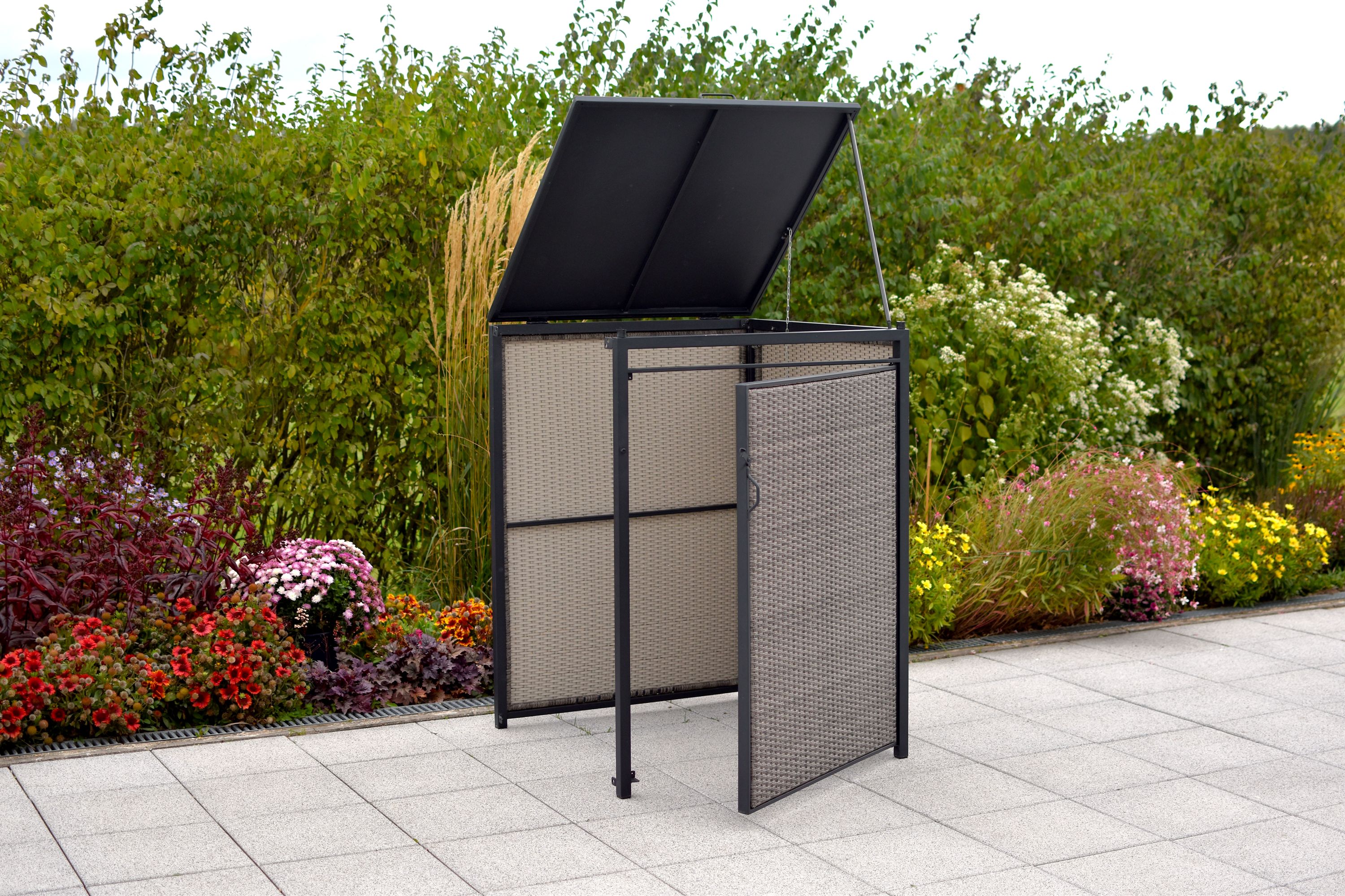 Mülltonnenabdeckung Erweiterung, 240 Litern, Aluminium/Kunststoffgeflecht