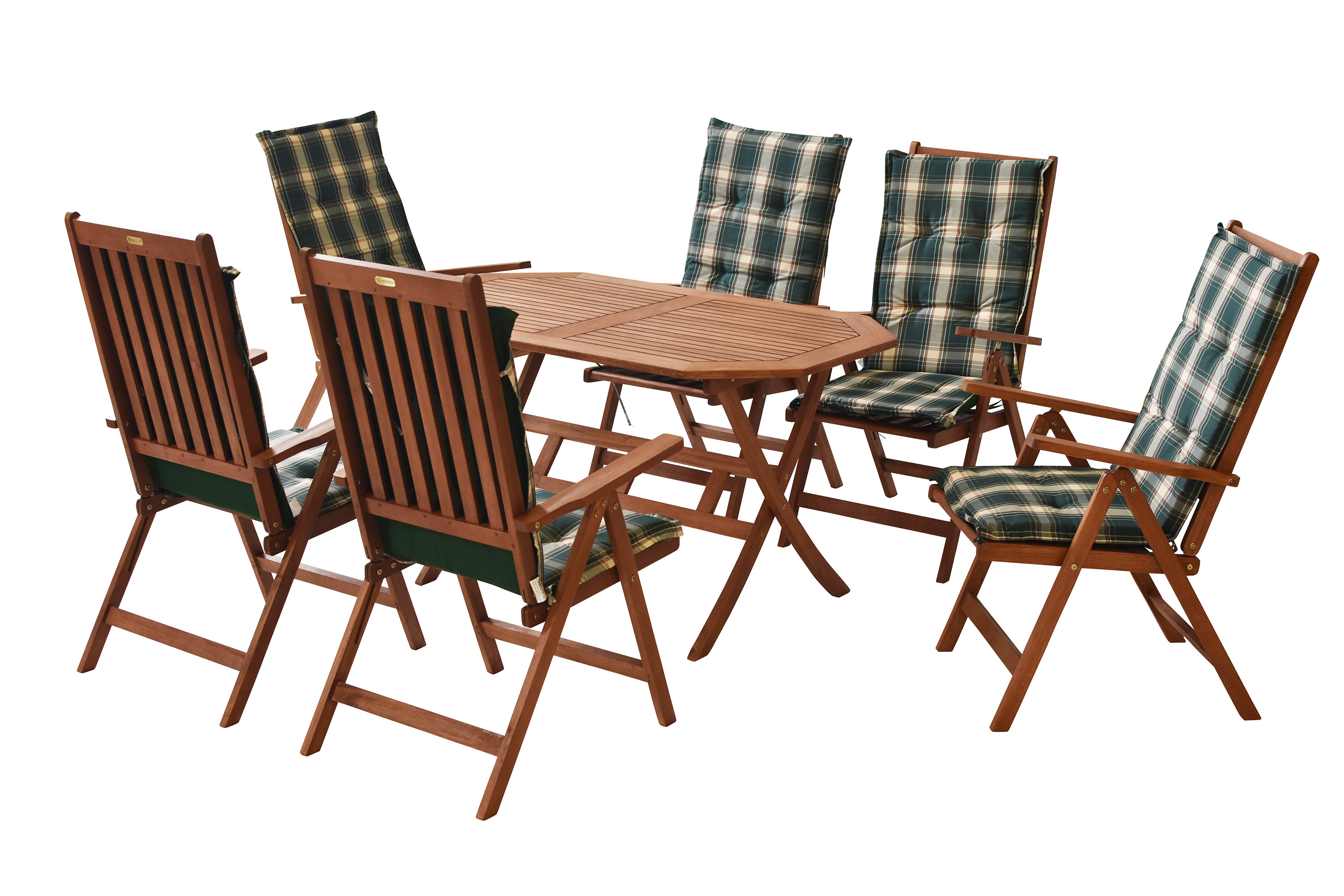 Vitoria Gartenmöbel Set 13tlg., 6 Klappsessel, 6 Wendeauflagen, Klapptisch 135 x 85 cm Vitoria Gartenmöbel Set 13tlg., 6 Klappsessel, 6 Wendeauflagen, Klapptisch 135 x 85 cm