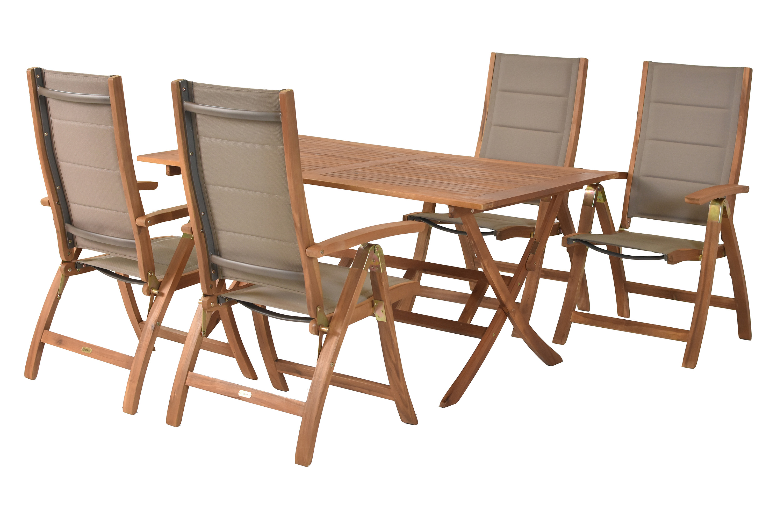 Acapulco Gartenmöbel Set 5tlg., 4 Klappsessel, Klapptisch 160 x 90 cm