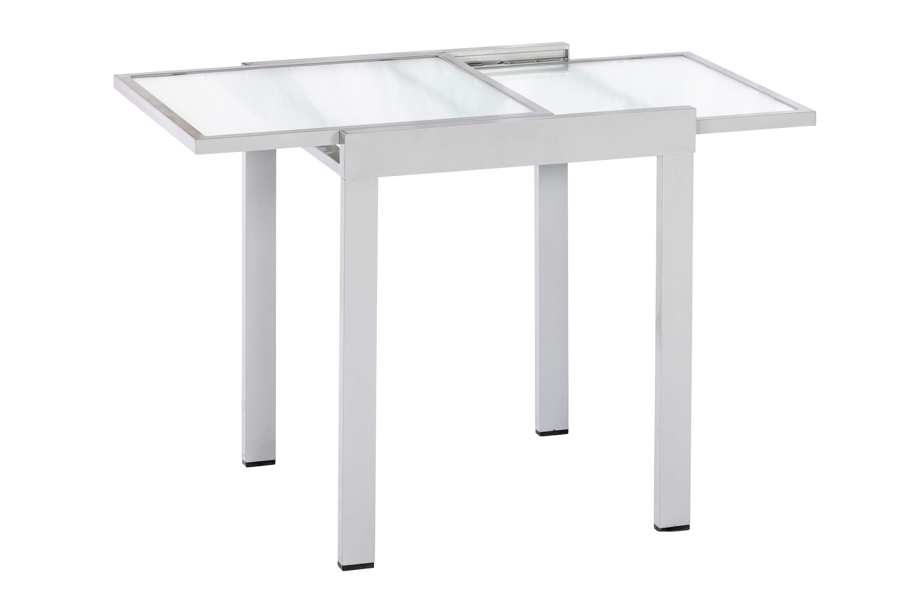 Amalfi Set 3tlg., 2 Klappsessel, Balkonausziehtisch 65 (130) x 65 cm matte Glasplatte, schwarz