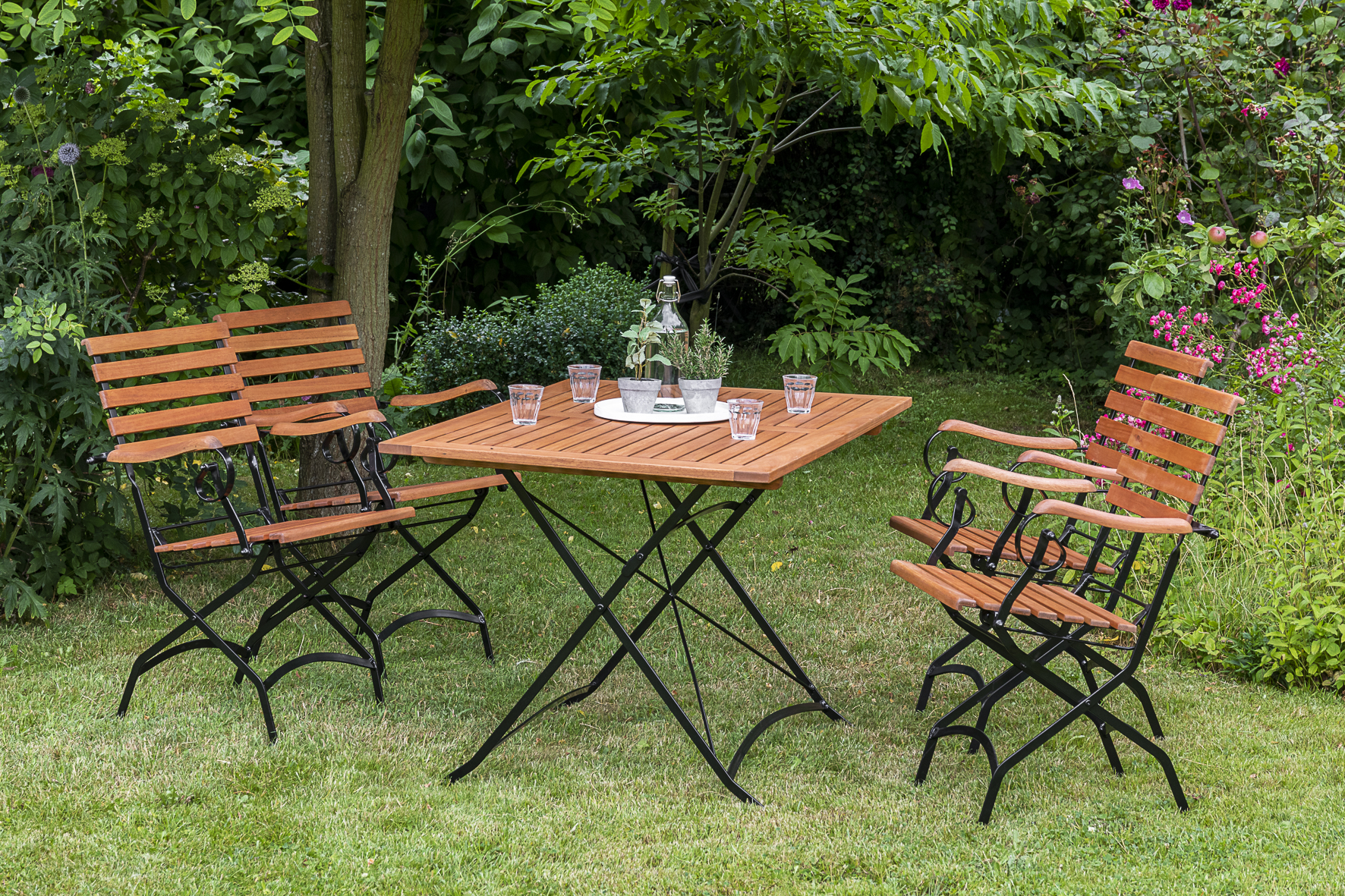 50138-217-1 Schlossgarten Set 5tlg., Klappsessel & 120x80 cm