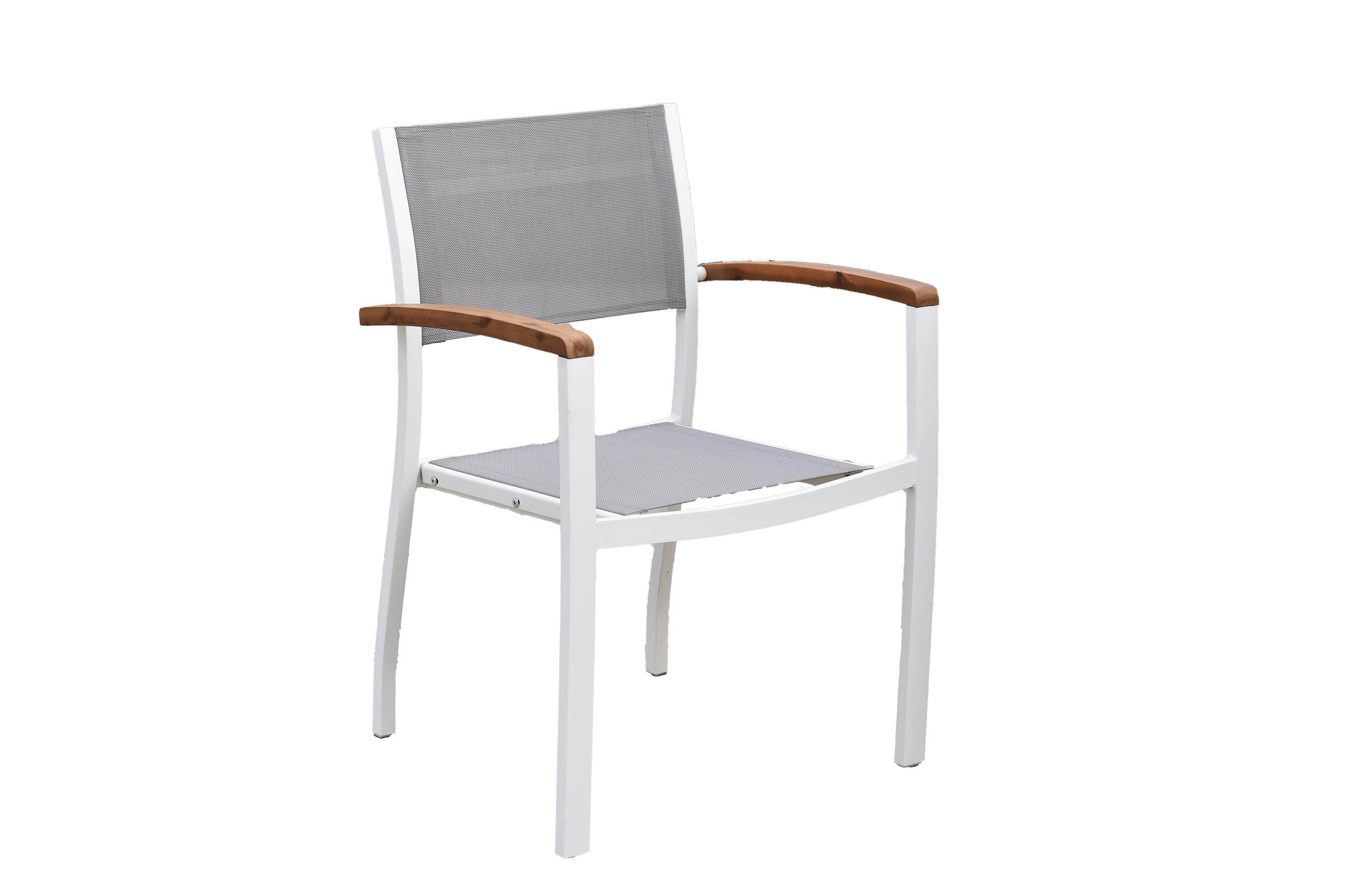 Naxos Gartenmöbel Set 7tlg., 6 Stapelsessel, Ausziehtisch 150 (200) x 90 cm, weiß