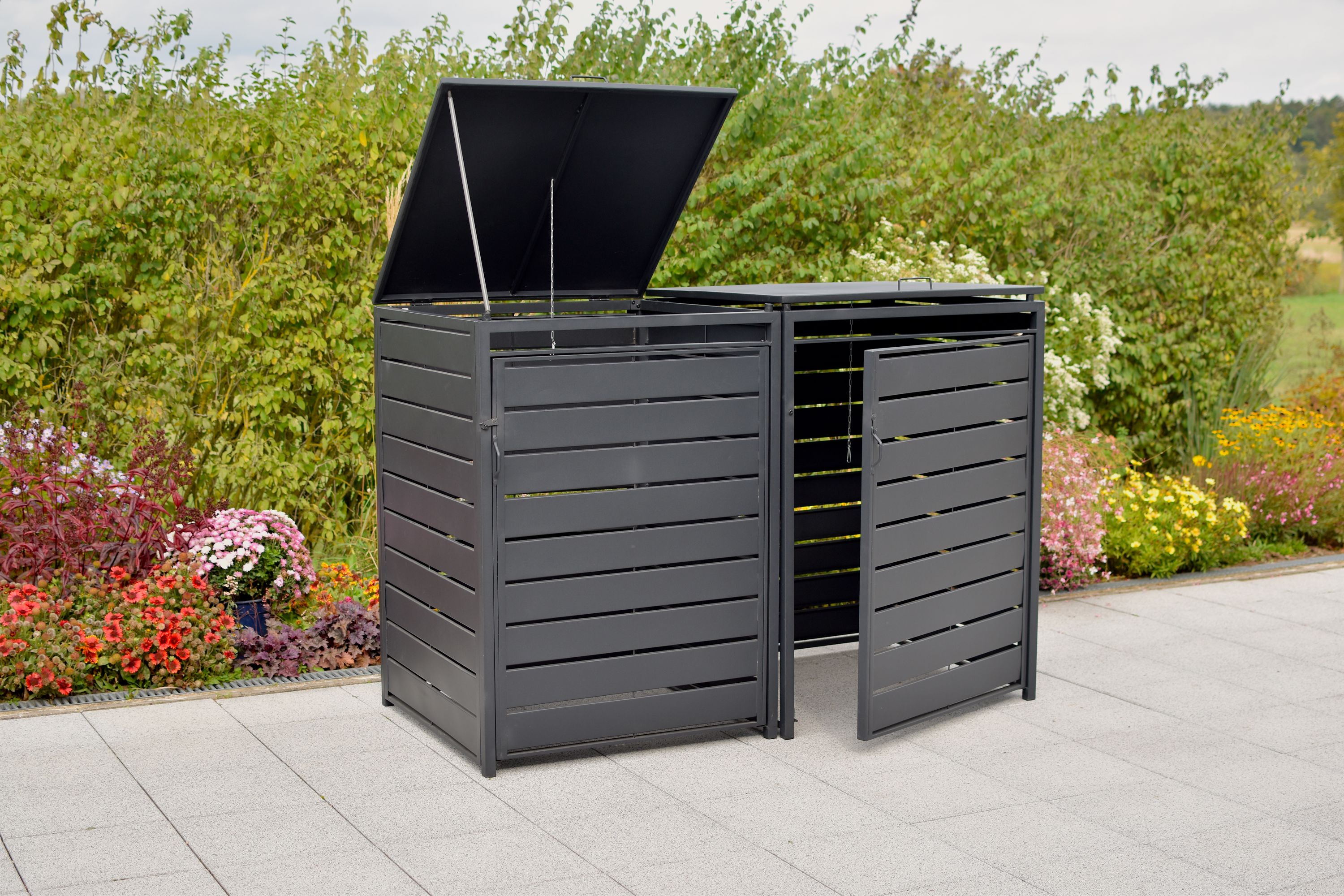 Mülltonnenabdeckung 2er Set, 240 Litern, Aluminium/Stahl