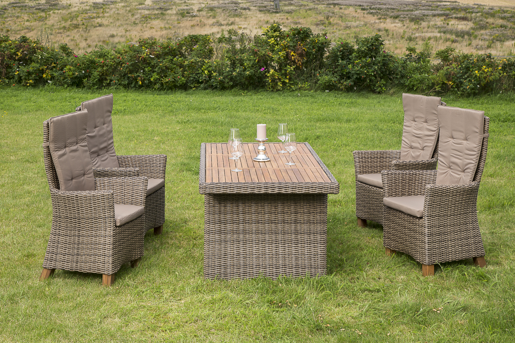 Toskana Gartenmöbel Set 5tlg., Hochlehner, natur