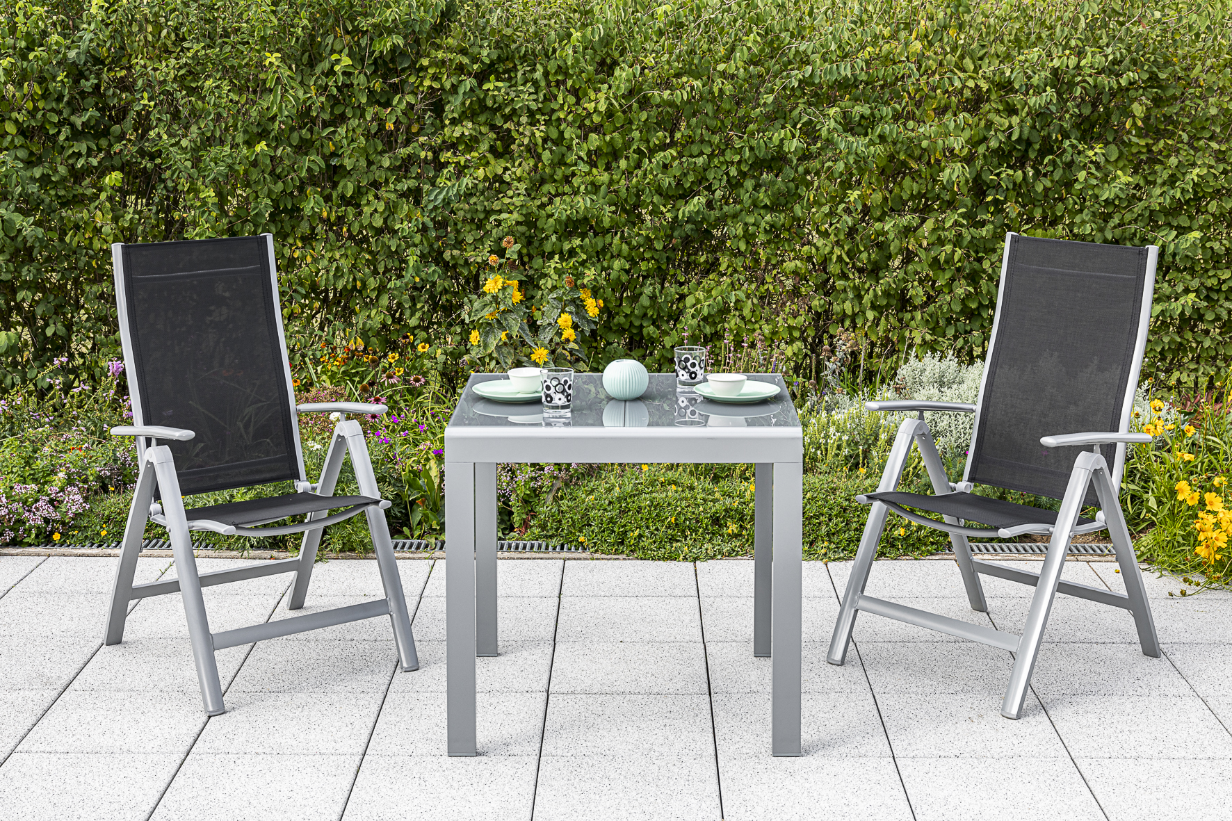 50312-219-2 Carrara Set 3tlg., Balkonausziehtisch, schwarz