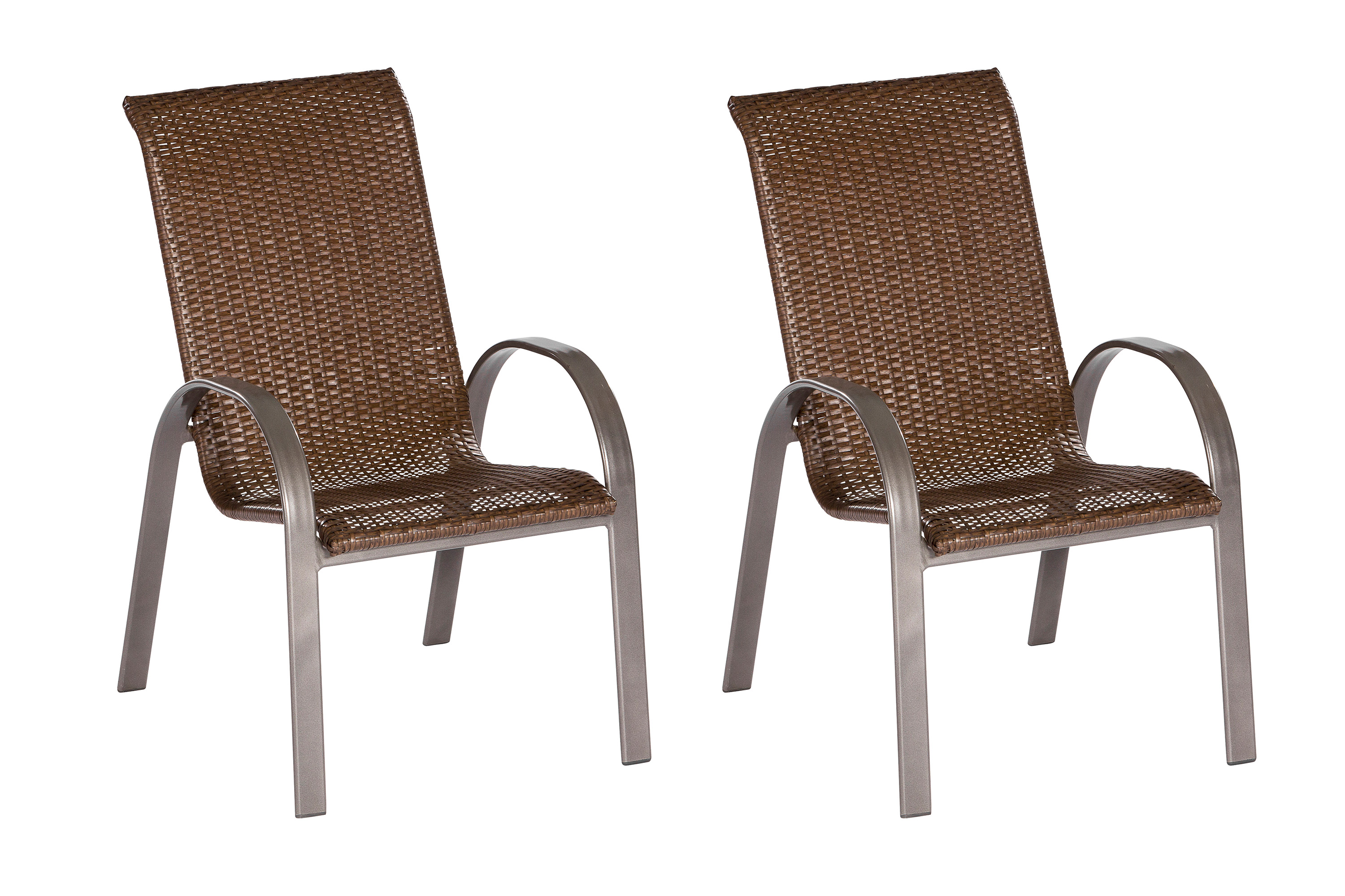 Varese Gartensessel, stapelbar, 2er Set, Aluminium/Kunststoffgeflecht