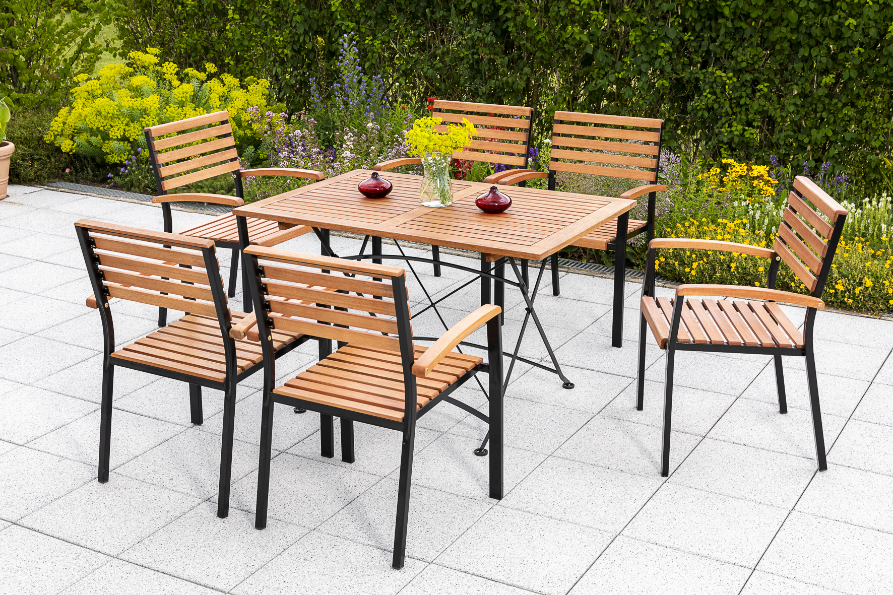 Schlossgarten Set 7tlg., Stapelsessel & 160 x 90 cm