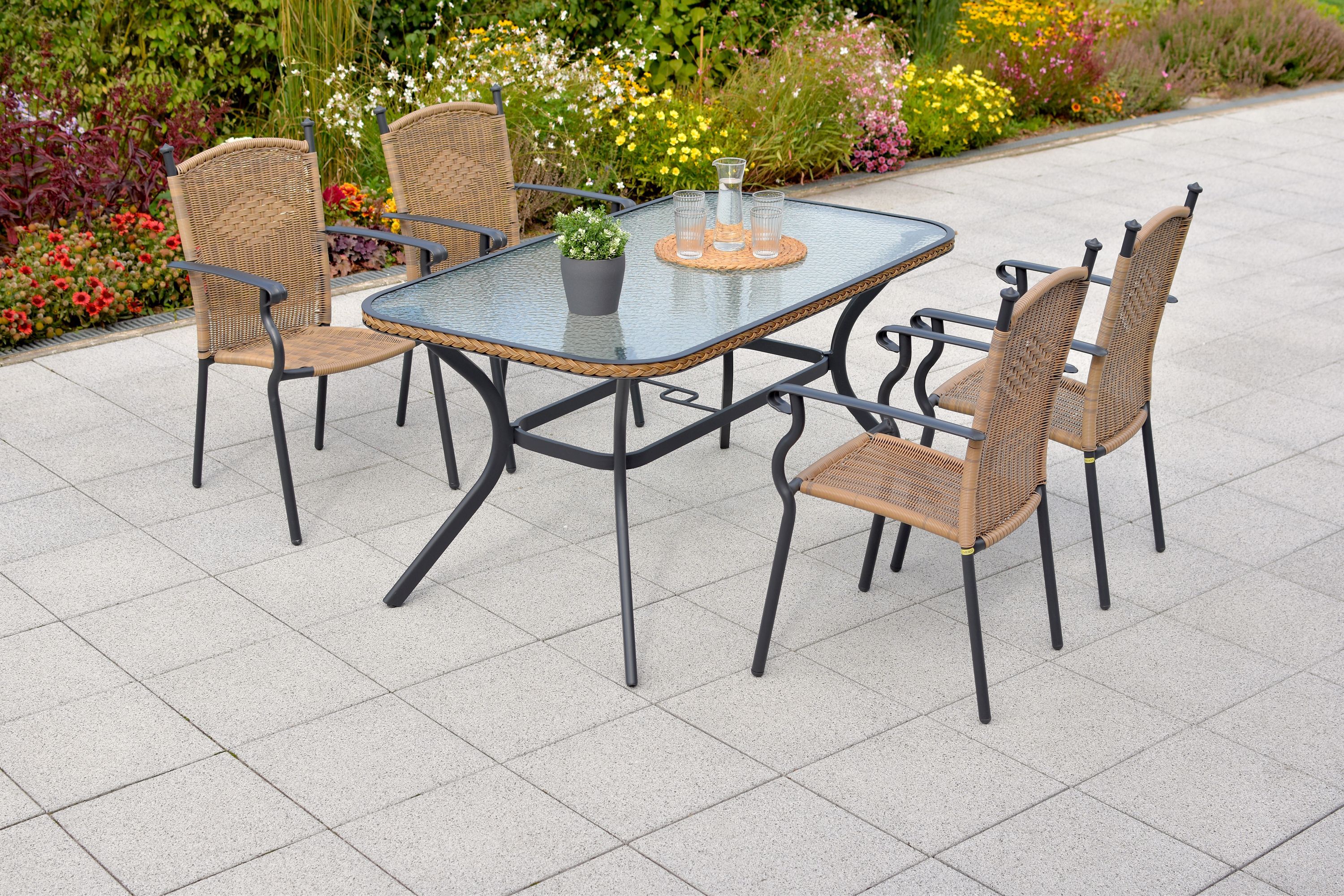 50735-211-1 Roma Gartenmöbel Set 5tlg., 150 x 85 cm, natur