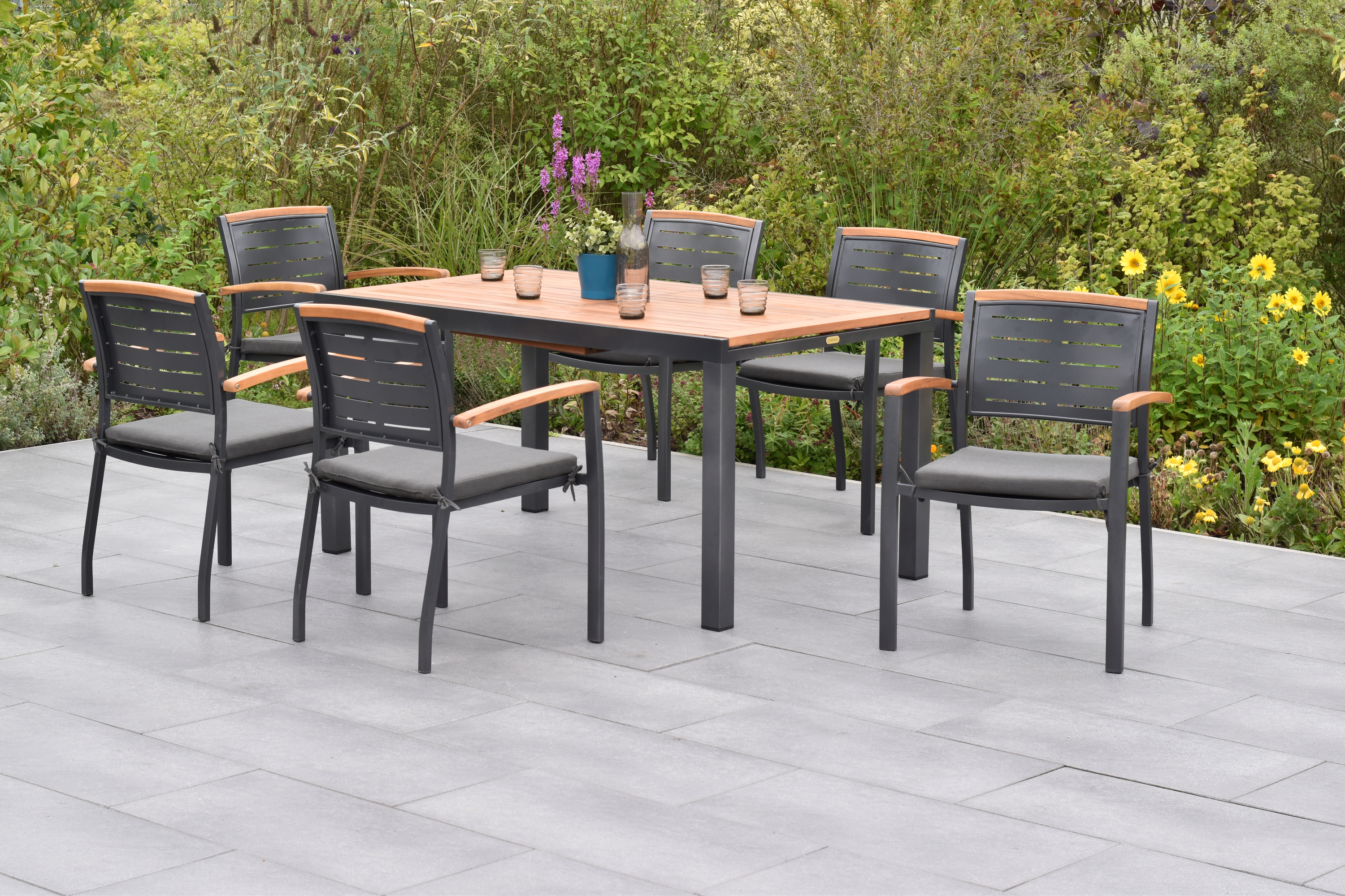 50814-800-3 Tinos Set 13tlg., Stapelsessel & Ausziehtisch