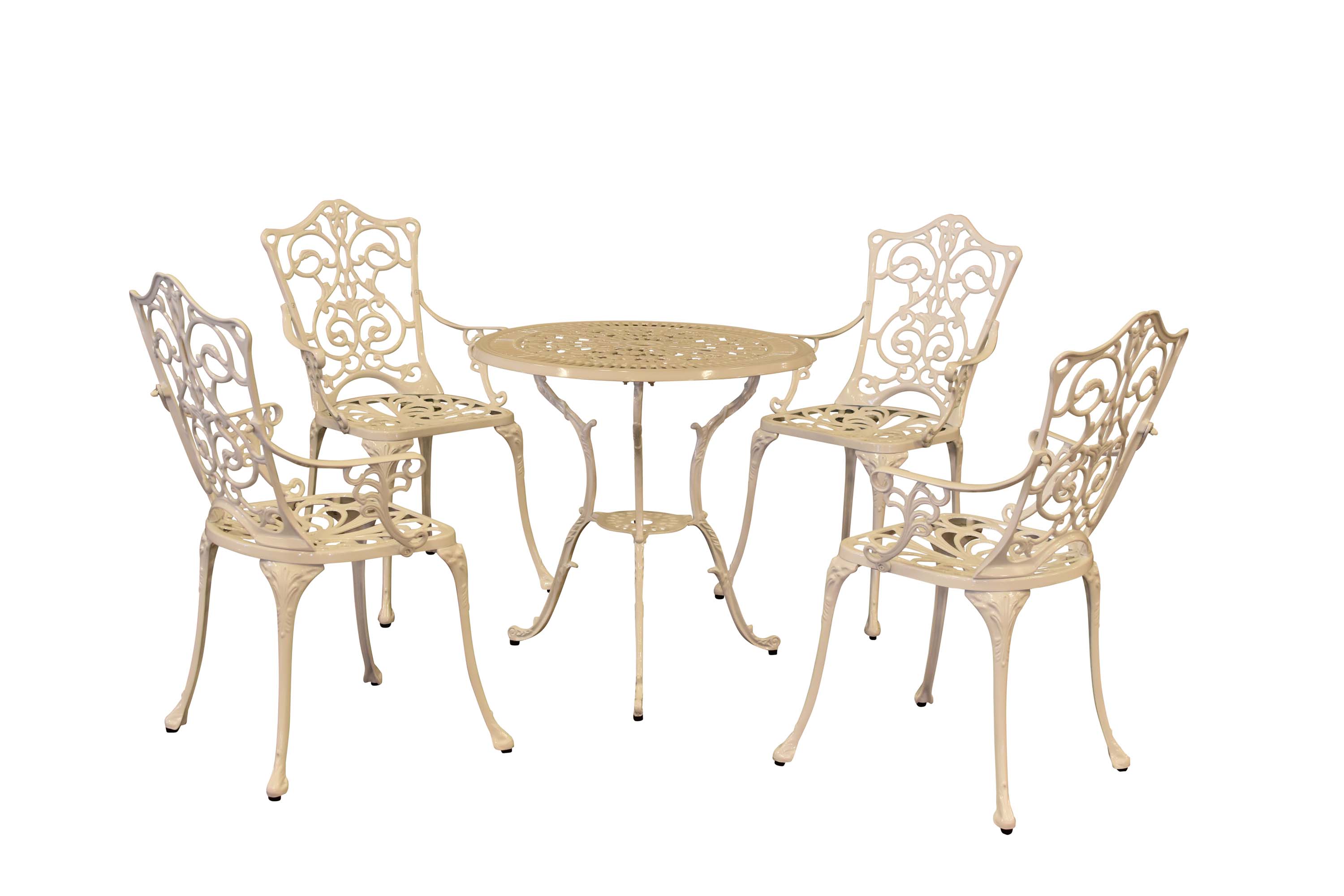 Lugano Gartenmöbel Set 5tlg., Aluminiumguss, weiß