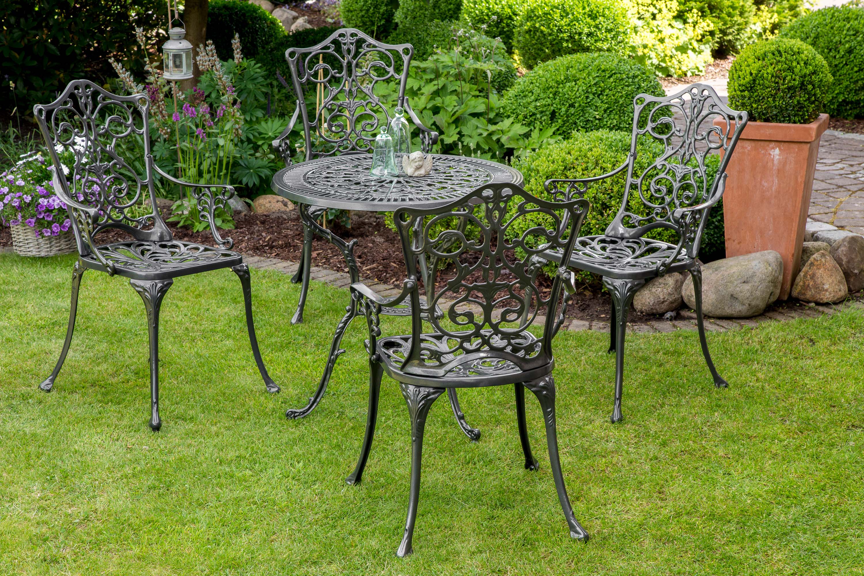 Lugano Gartenmöbel Set 5tlg., Aluminiumguss, graphit