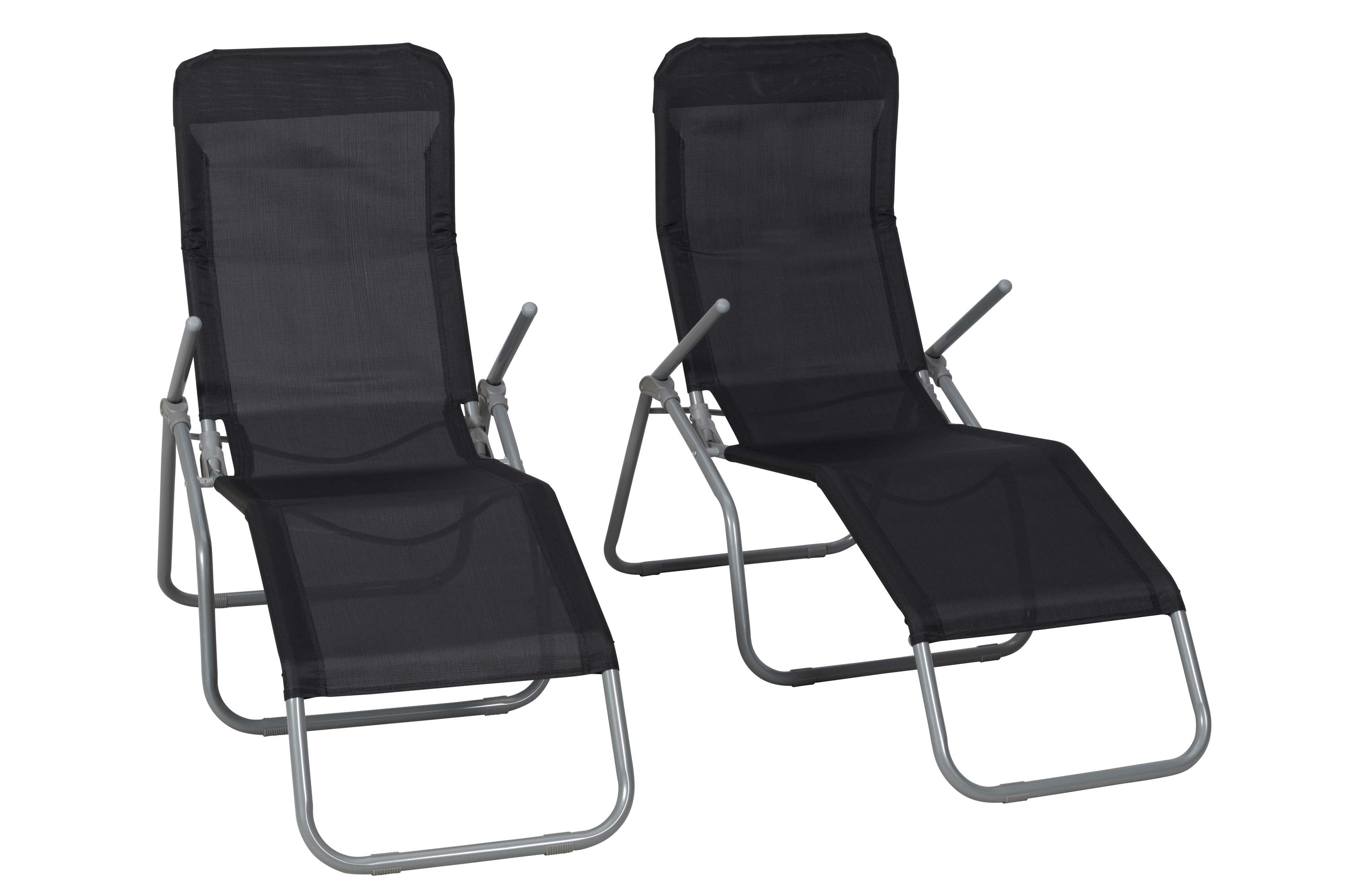Wellnessliegen XXL Set 2tlg., 2 Gartenliegen, schwarz, Stahl/Textil Wellnessliegen XXL Set 2tlg., 2 Gartenliegen, schwarz, Stahl/Textil