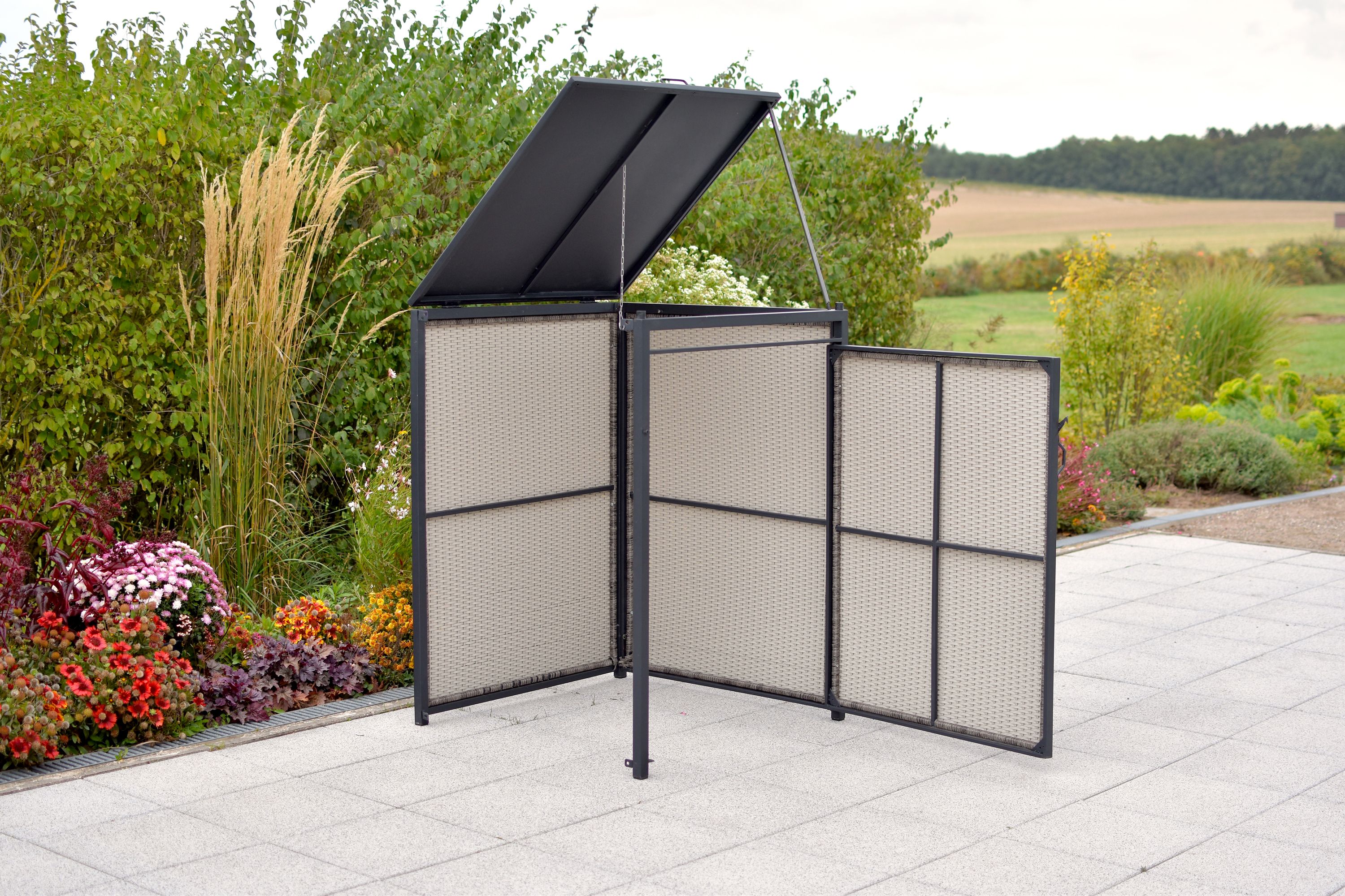 Mülltonnenabdeckung Erweiterung, 240 Litern, Aluminium/Kunststoffgeflecht