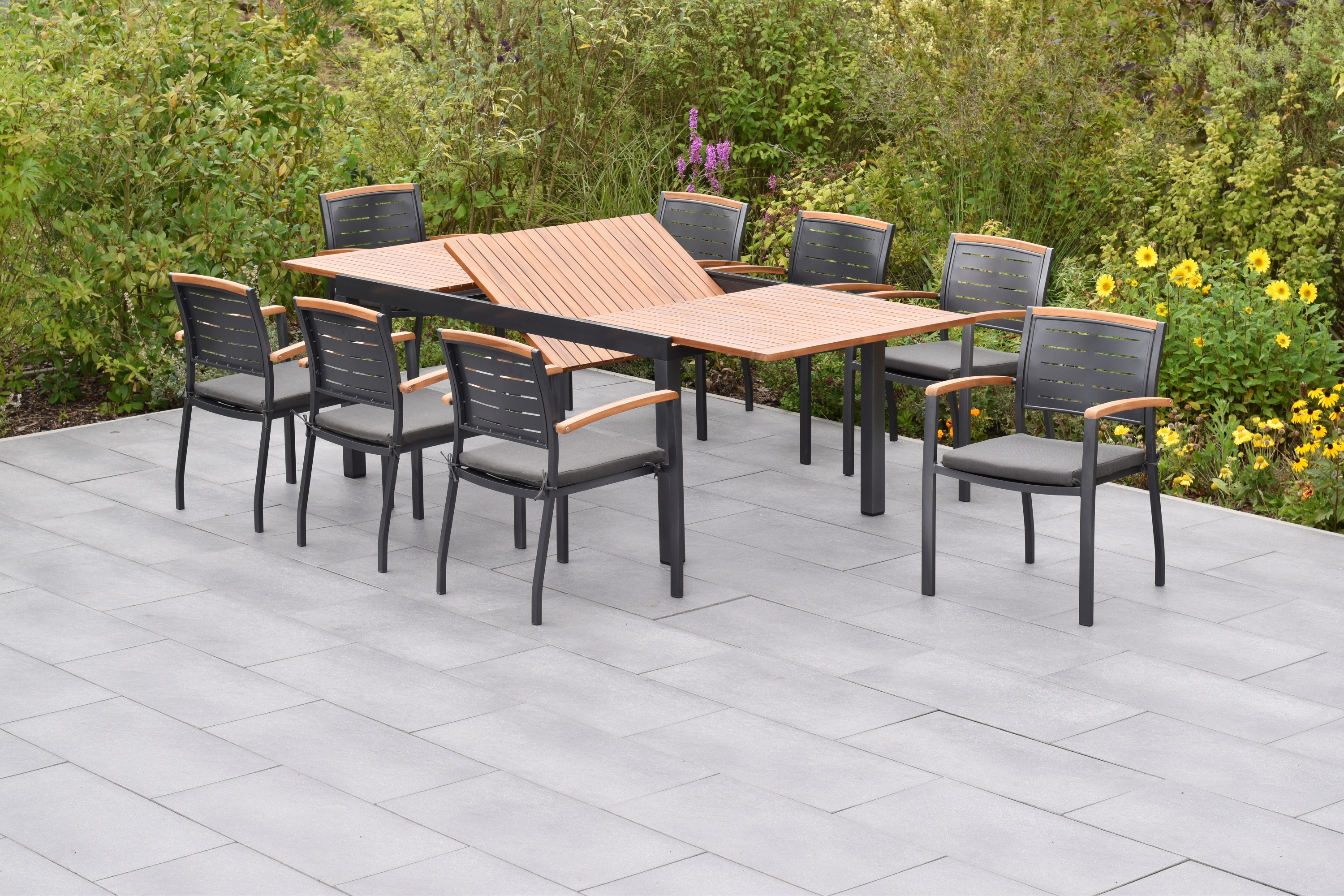 50816-800-2 Tinos Set 17tlg., Stapelsessel & 180 (250) x 100 cm