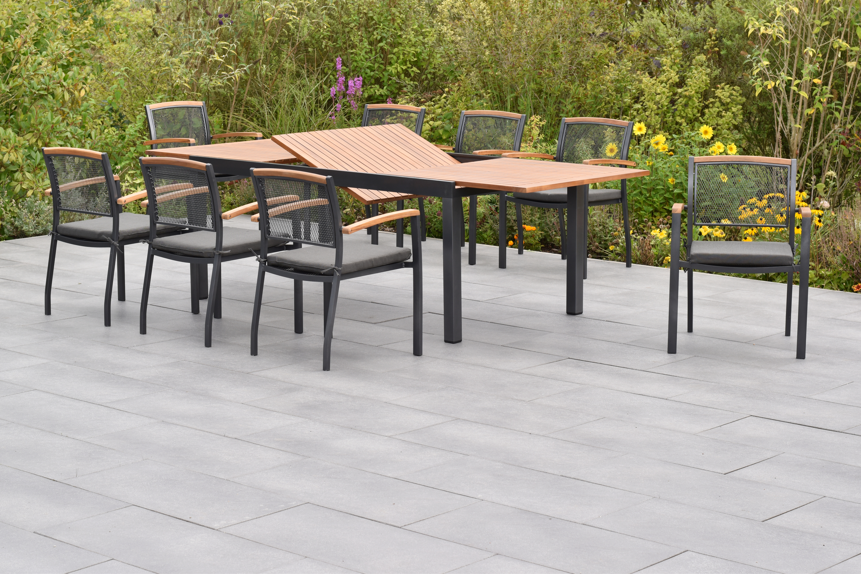 50798-800-2 Tilos Set 17tlg., Stapelsessel & 180 (250) x 100 cm