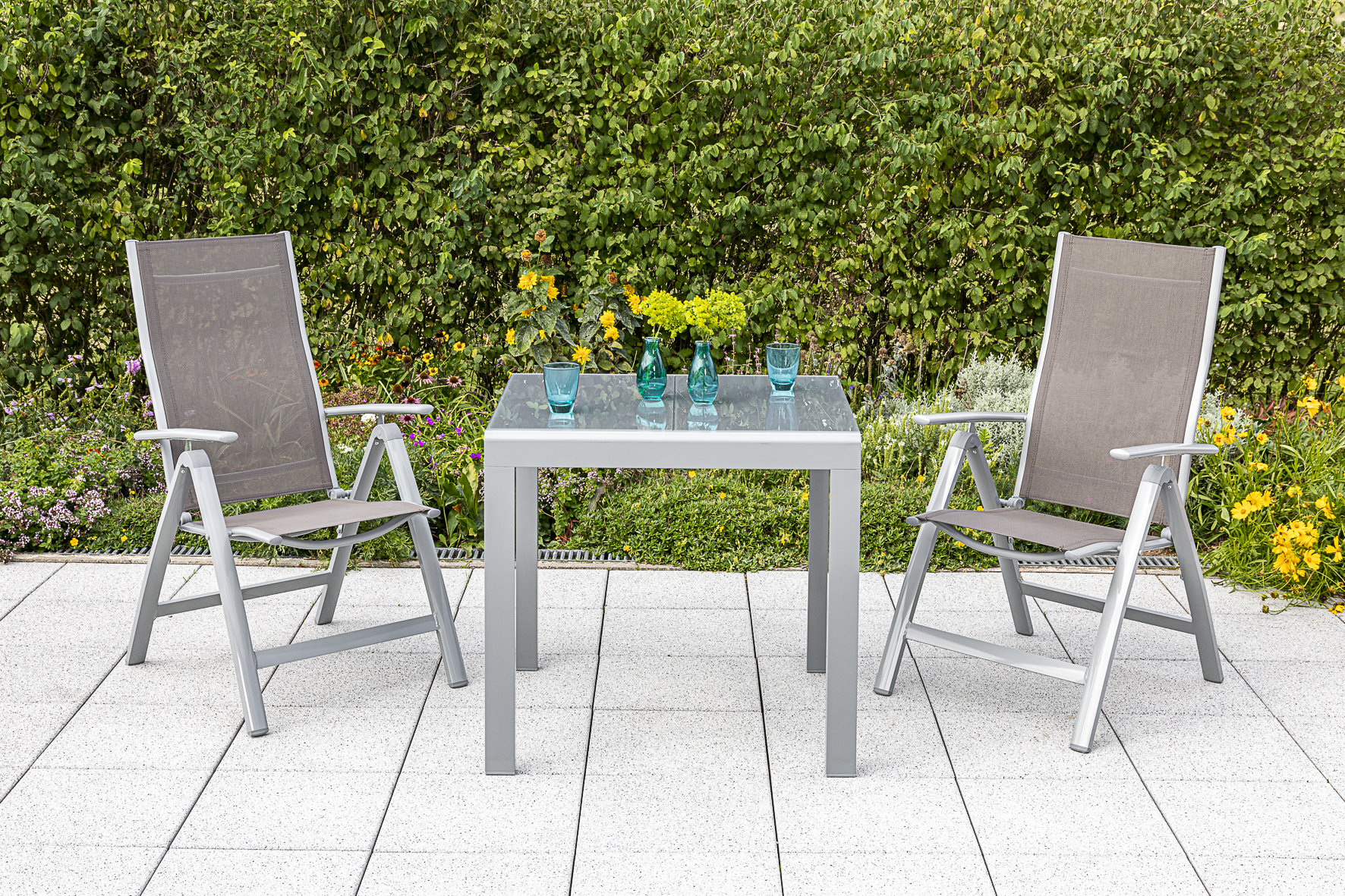 Carrara Set 3tlg., Balkonausziehtisch, taupe