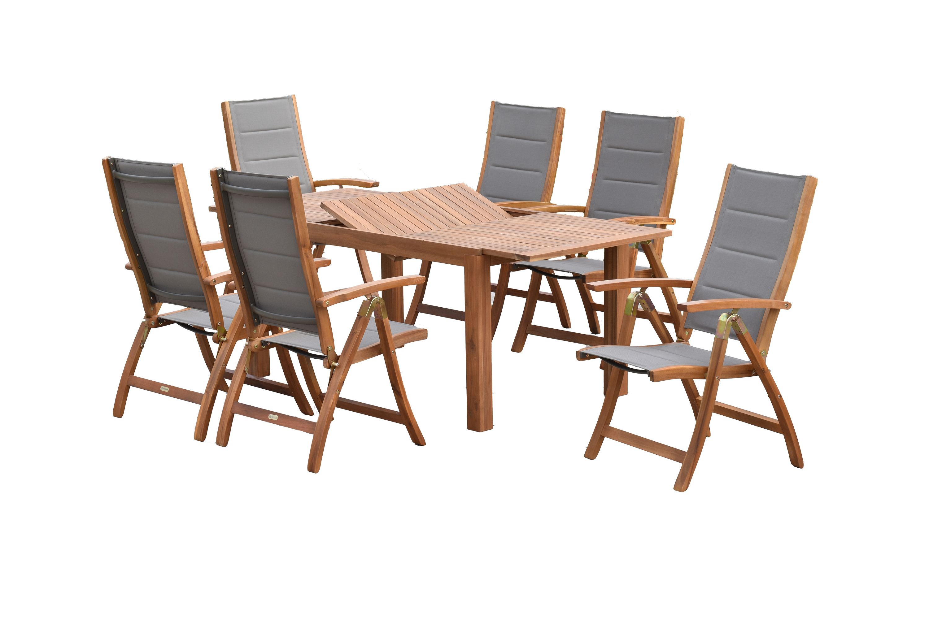 Acapulco Gartenmöbel Set 7tlg., 6 Klappsessel, Ausziehtisch 150 (200) x 90 cm Acapulco Gartenmöbel Set 7tlg., 6 Klappsessel, Ausziehtisch 150 (200) x 90 cm