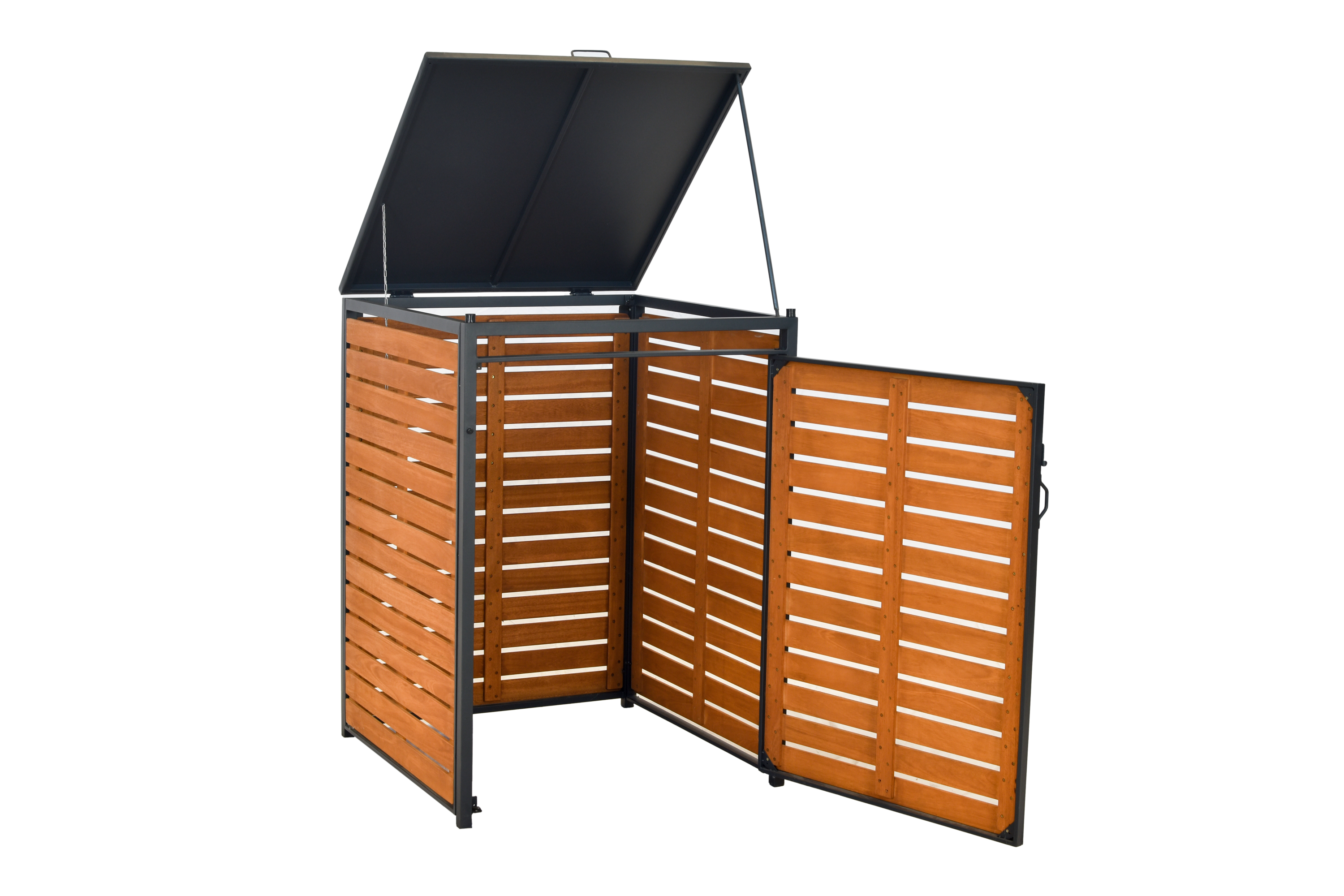 29130-011-3BmokwHRfYGntt Mülltonnenabdeckung Basis, 80-120 Litern, Aluminium/Eukalyptus